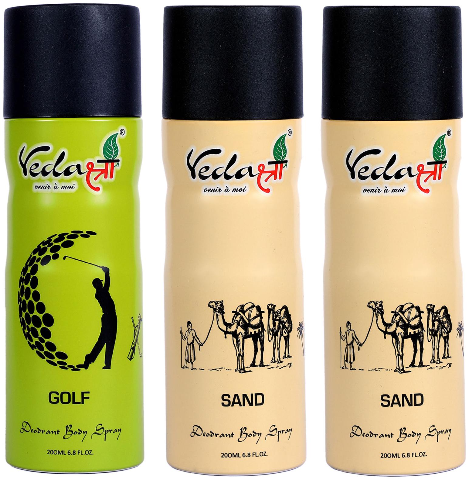 

Vedashree Golf 200ml And 2 Sand 200ml Deodorant Spray For Men Women (Pack of 3)