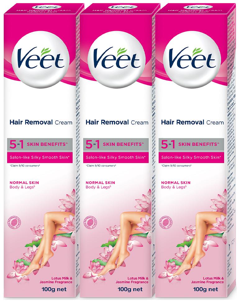 

Veet Hair Removal Cream Normal Skin 100 g Each (Pack of 3)