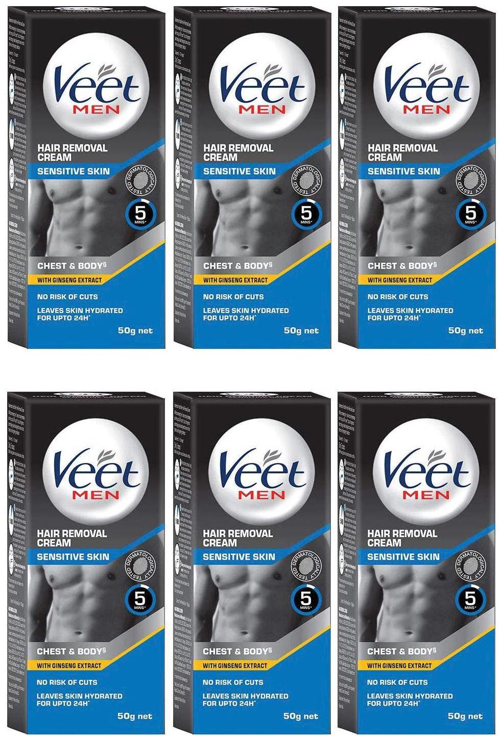 

Veet Hair Removal Cream for Men Sensitive Skin 50g (Pack of 6)