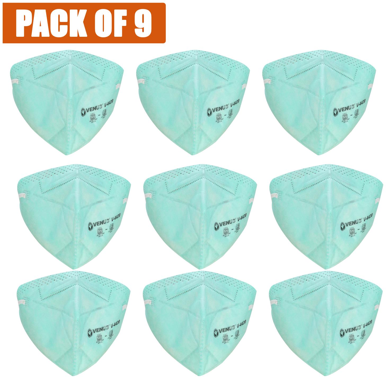 

Venus V4420 Anti-Dust Face Mask ISI Marked ( Pack Of 9)
