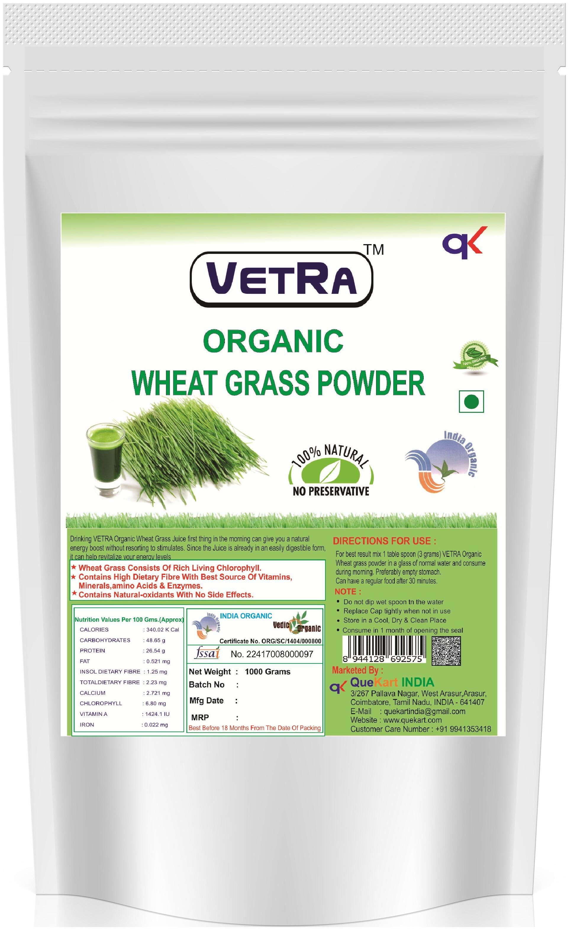 

Vetra Organic Wheatgrasss Powder 1000 g (Pack of 1)