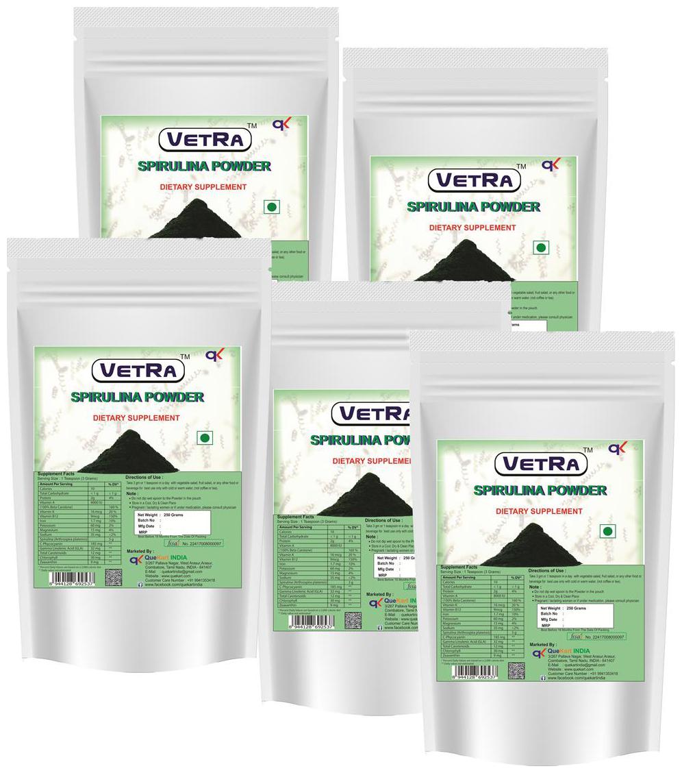 

Vetra Spirulina Powder ( Pack of 5) - 250 Gram each