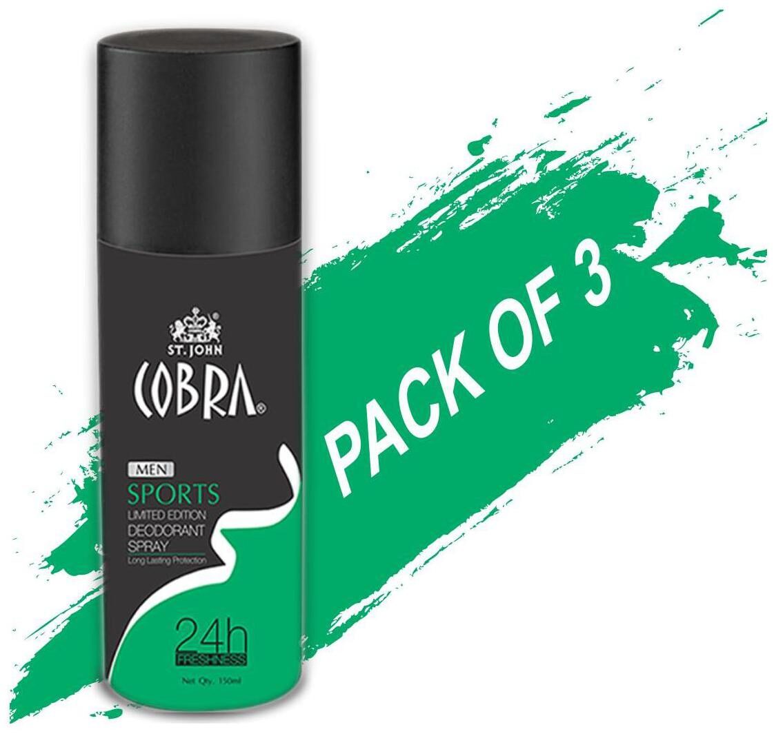 

Vi John Cobra Men Deodrant Sports Limited Edition Spray 150 ml Pack of 3