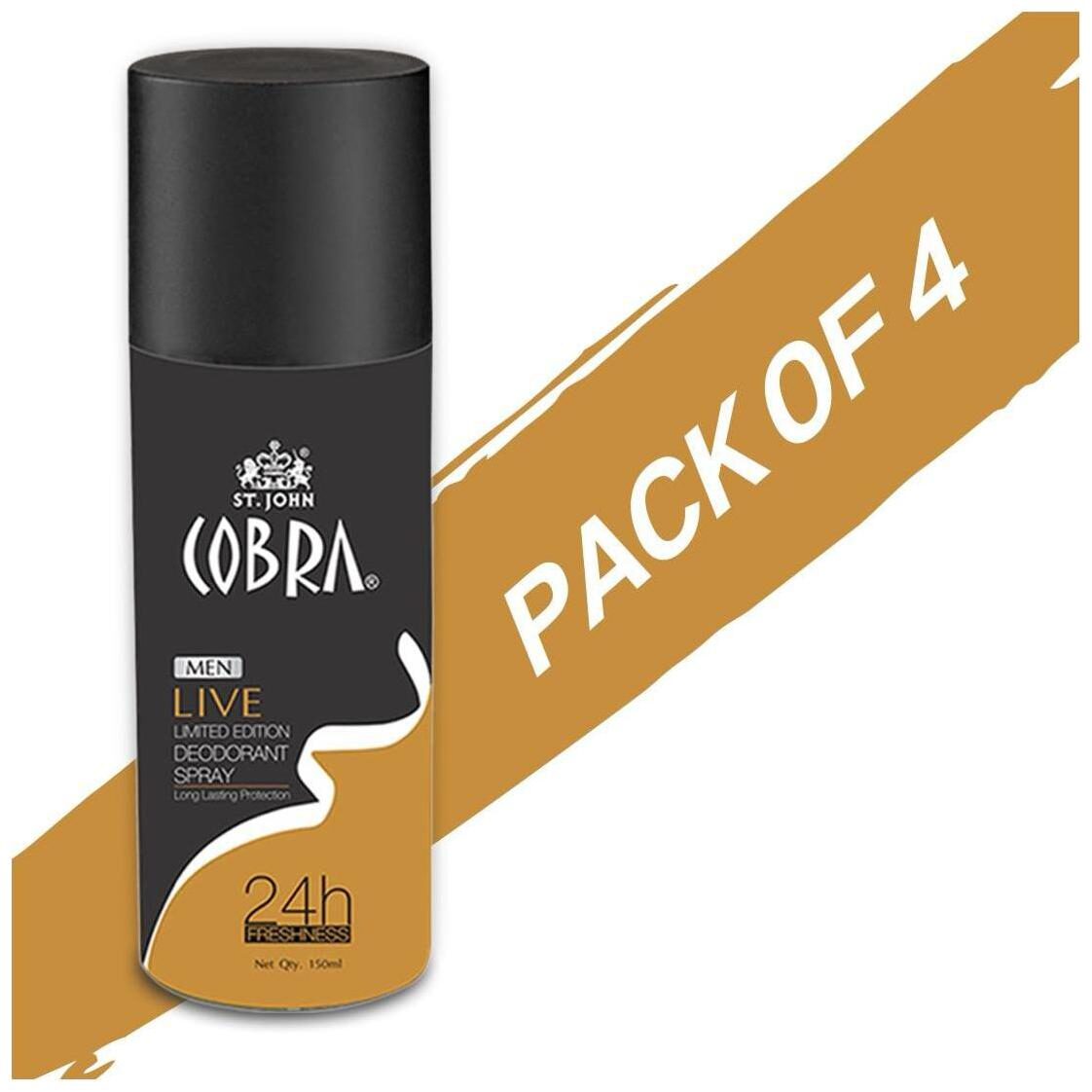 

Vi John Cobra Men Deodrant Live Limited Edition Spray 150 ml Pack of 4