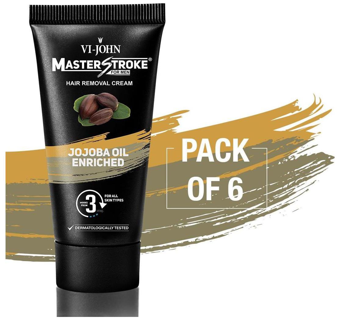 

VI-JOHN Master Stroke Men Hair Removal Cream Jojoba Oil 60 g Pack of 6
