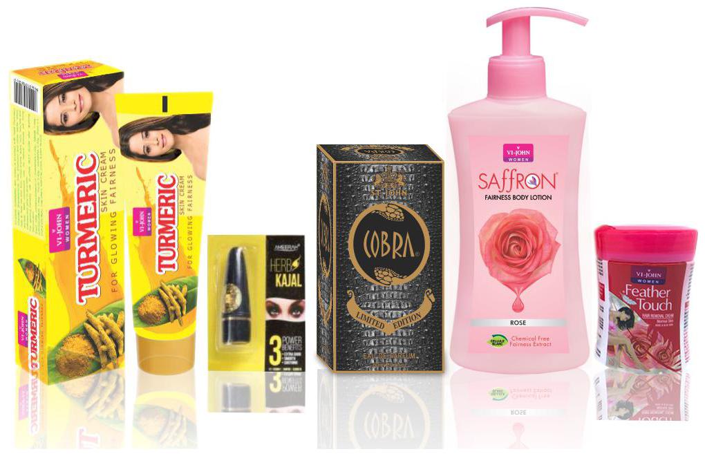 

VI-JOHN Women Beauty Kit (Turmeric Cream 50g Perfume Cobra 60ml Body Lotion Rose 160 ml Kajal 2 5 g Hair Removal cream Rose 40g)