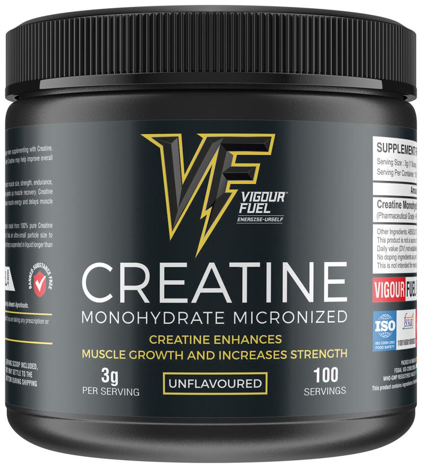 Vigourfuel VF, Vigour Fuel Creatine 100 Servings Creatine Monohydrate Micronized Powder Unflavoured 0.66 lbs, 300 gm by Vigour Fuel