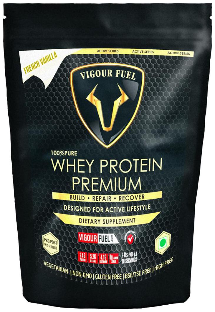 

Vigour Fuel (VF Vigourfuel) Premium Whey Protein Powder with Digestive Enzymes Probiotics-2 lbs (908 g) French Vanilla