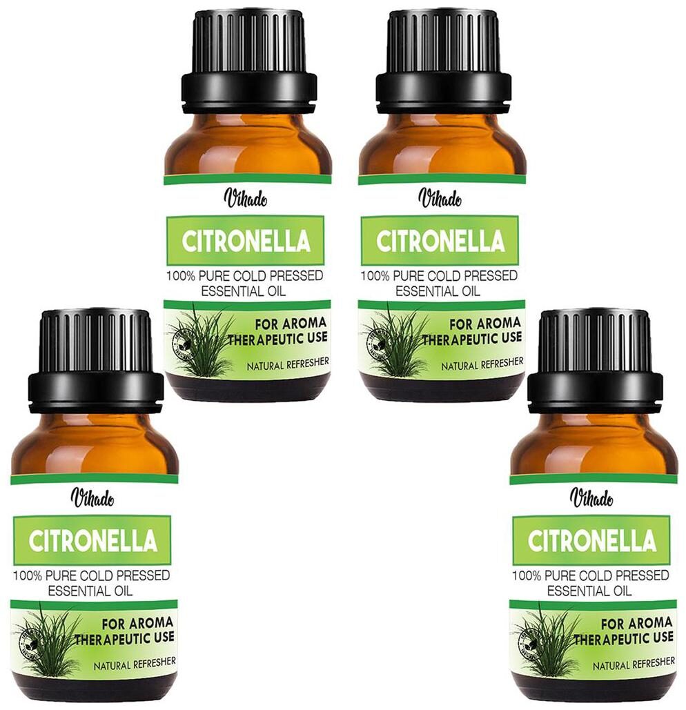 

Vihado 100 Pure Citronella Essential Oil Natural Undiluted (Cymbopogon Nardus) (18 ml) (Pack of 4)