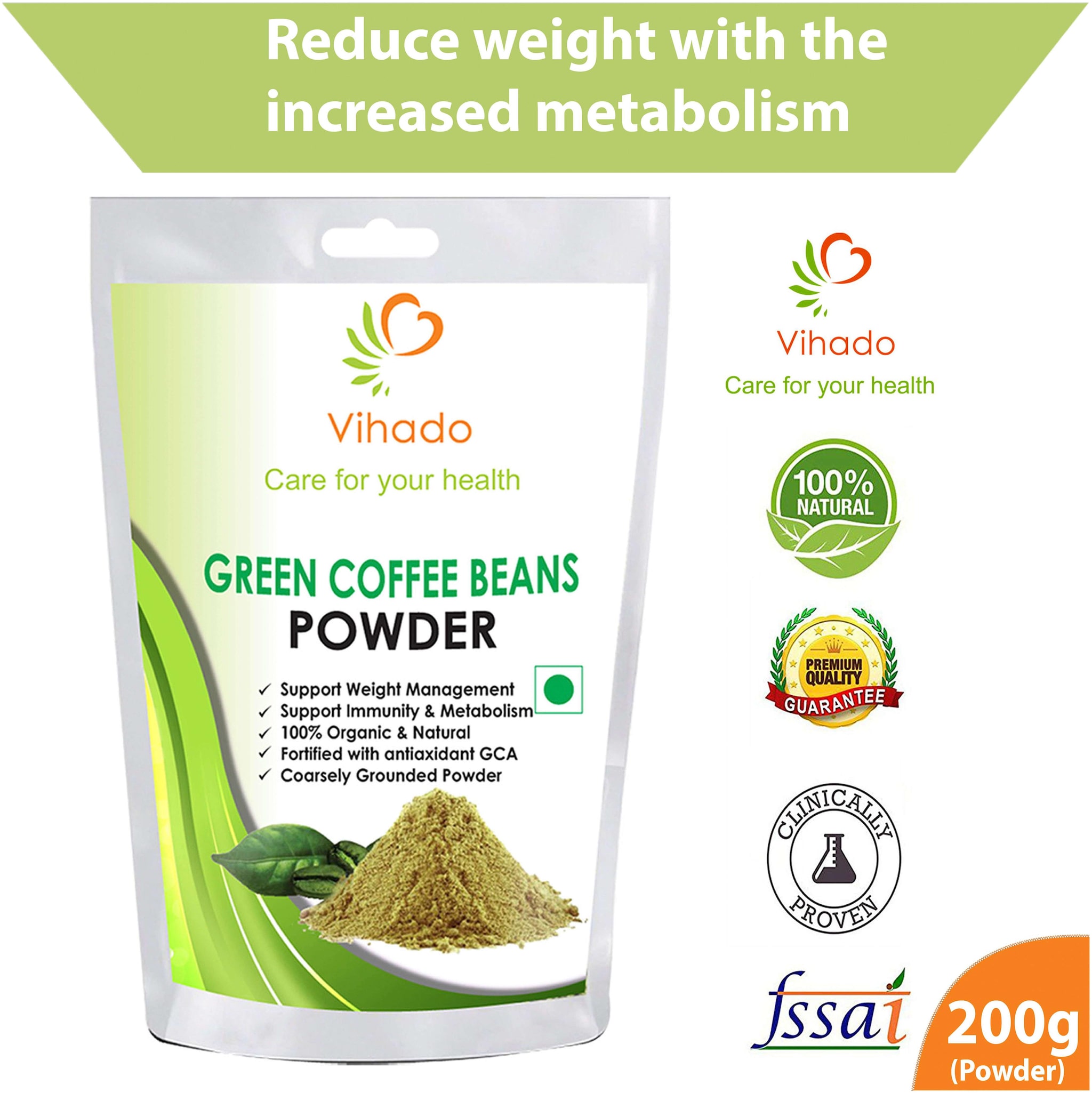 

Vihado 100 Pure green coffee beans powder for weight loss 200 g