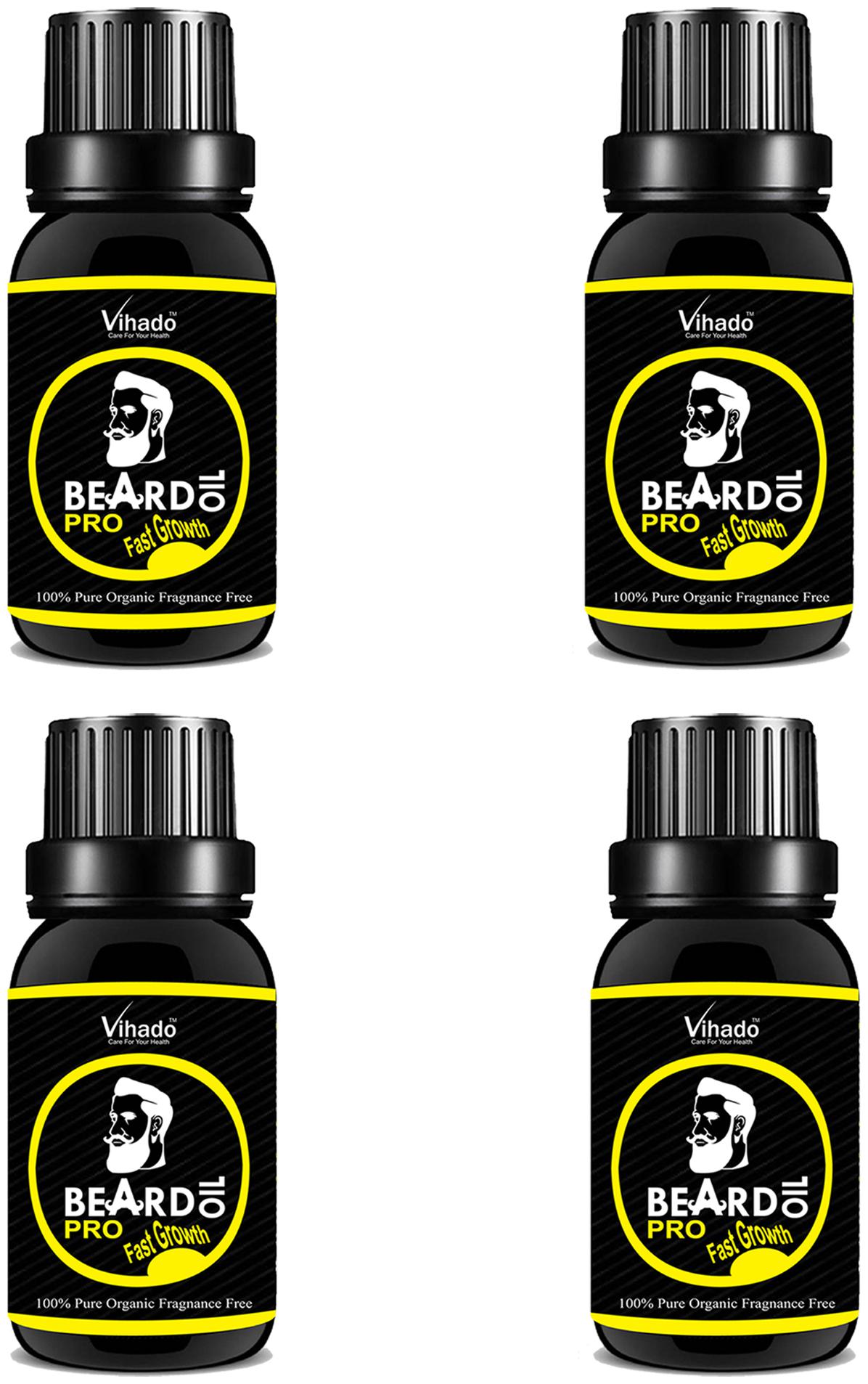 

Vihado Beard Growth Oil 100 Percent Organic Beard and Moustache Hair Growth Oil 25 ml (Pack of 4)