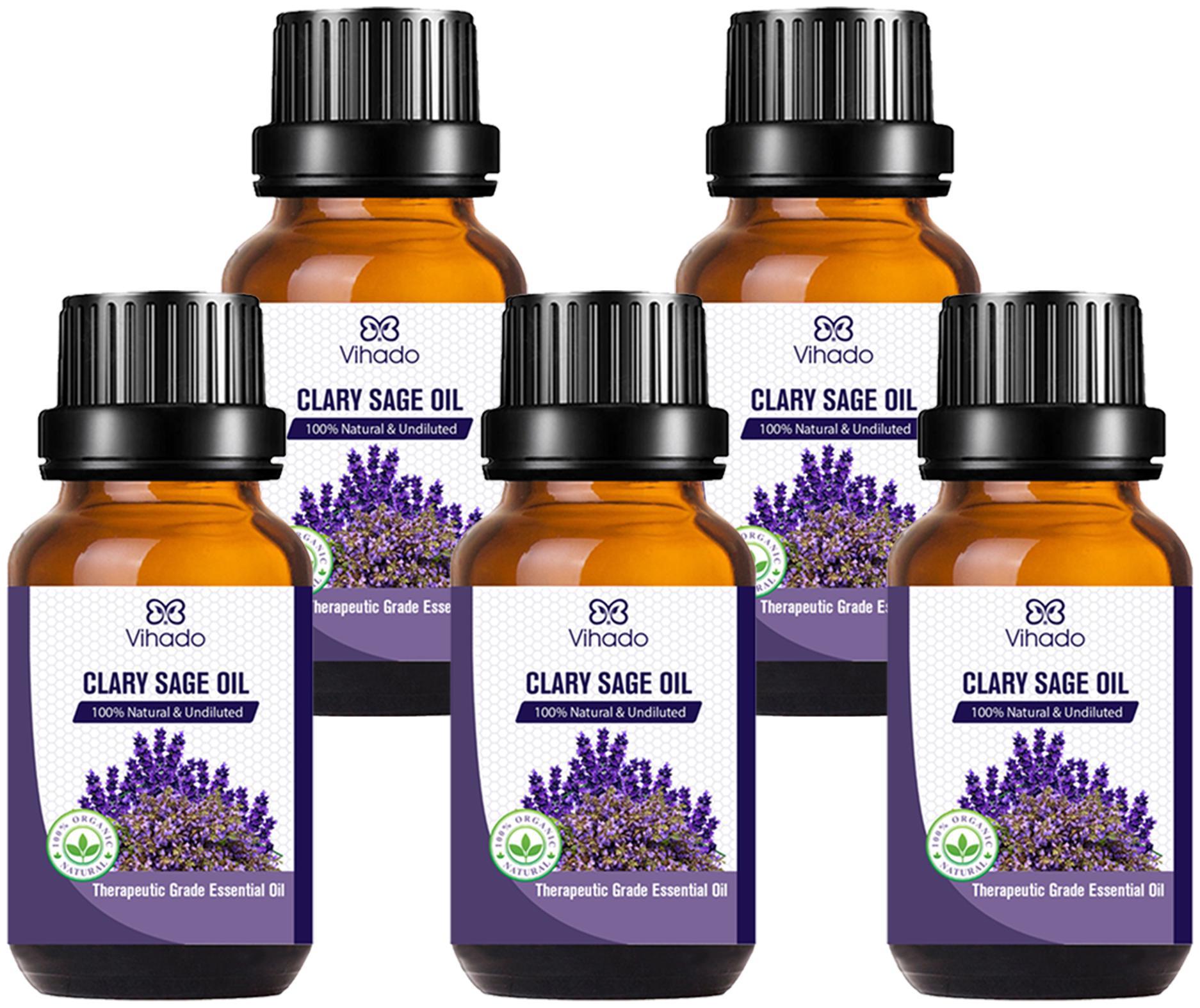 

Vihado Best Clary Sage Oil - Pure and Therapeutic Grade - Massage Suitable for All Skin Types Pure Essential Oil (15 ml) (Pack of 5)