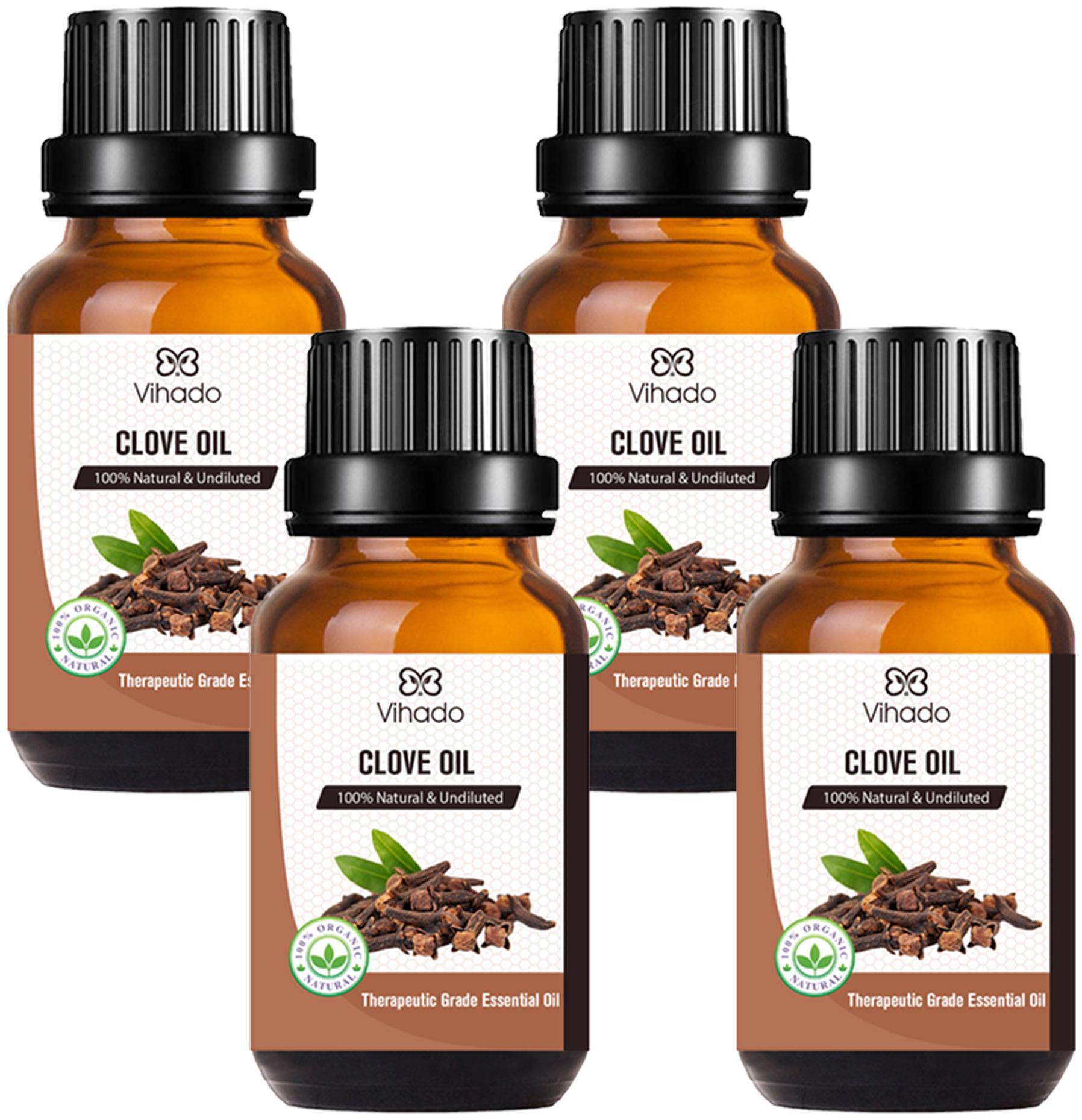 

Vihado Best Pure Natural Therapeutic Grade and Undiluted Clove Essential Oil for Teeth Hair Skin (15 ml) (Pack of 4)