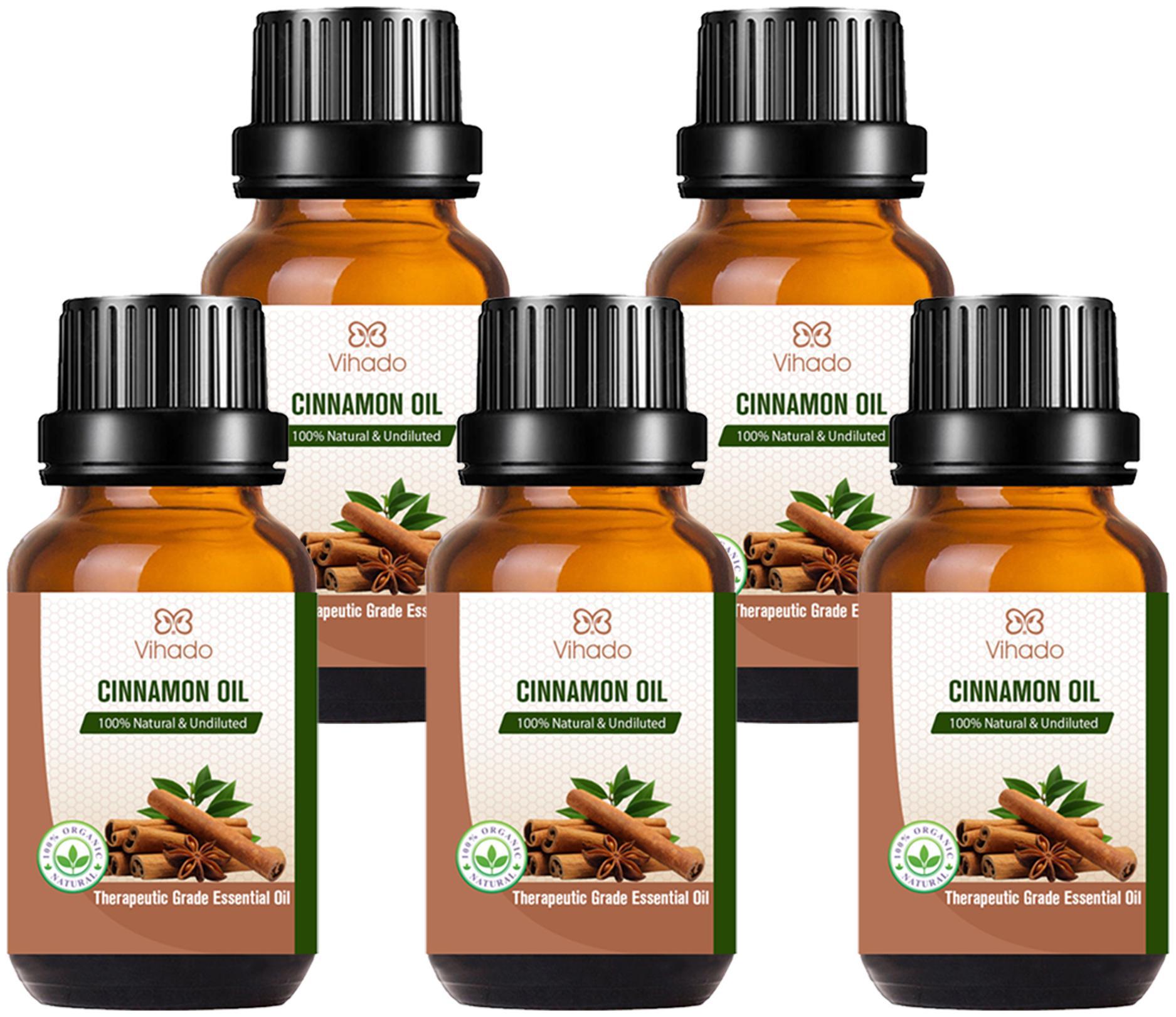 

Vihado Best Cinnamon Essential Oil 100 for Diffusers Toilets Wardrobes Concentration Spirituality (10 ml) (Pack of 5)