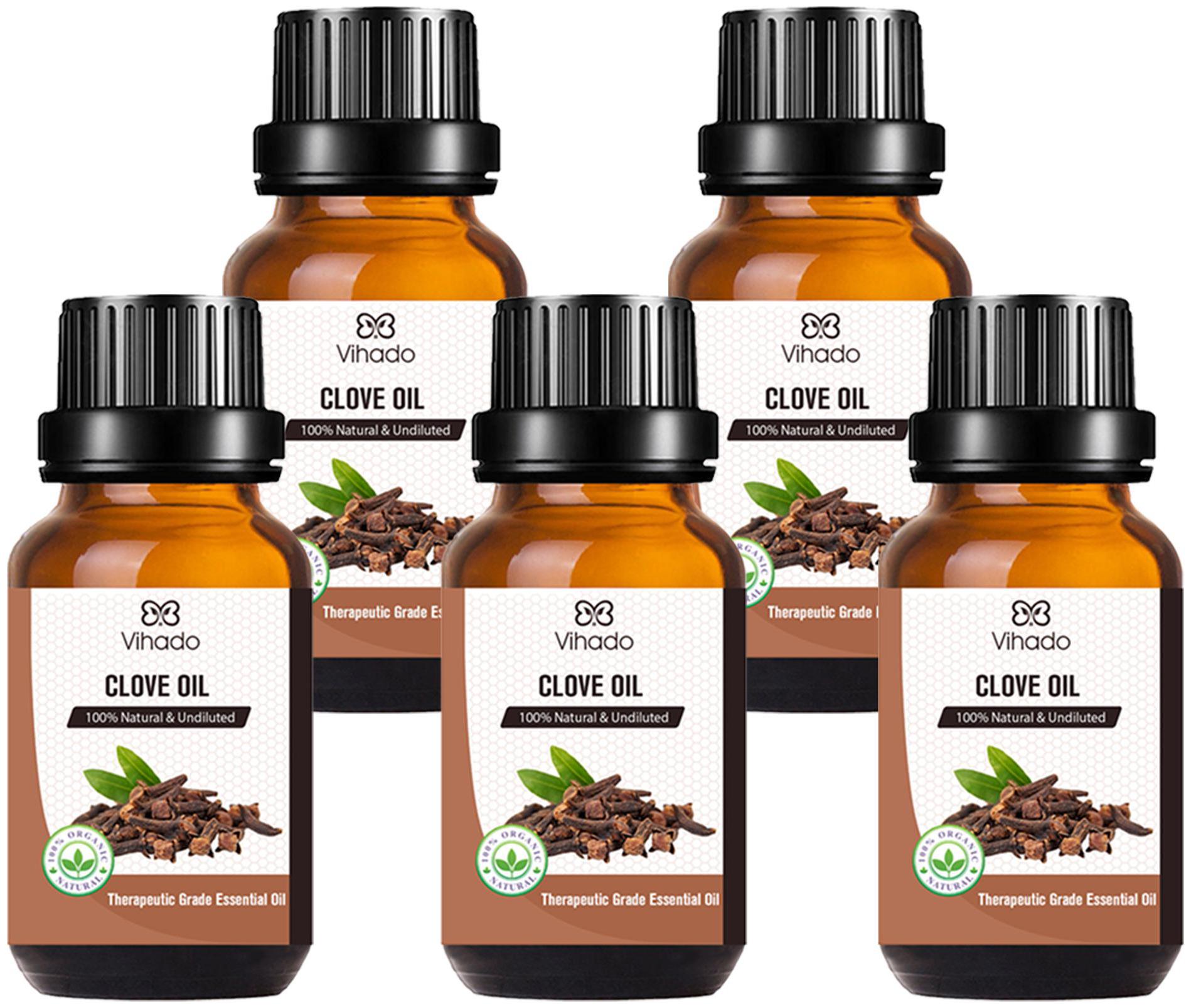 

Vihado Best Clove Essential Oil 100 Natural Pure for Hair Care Acne Toothache Aroma Diffuser (10 ml) (Pack of 5)