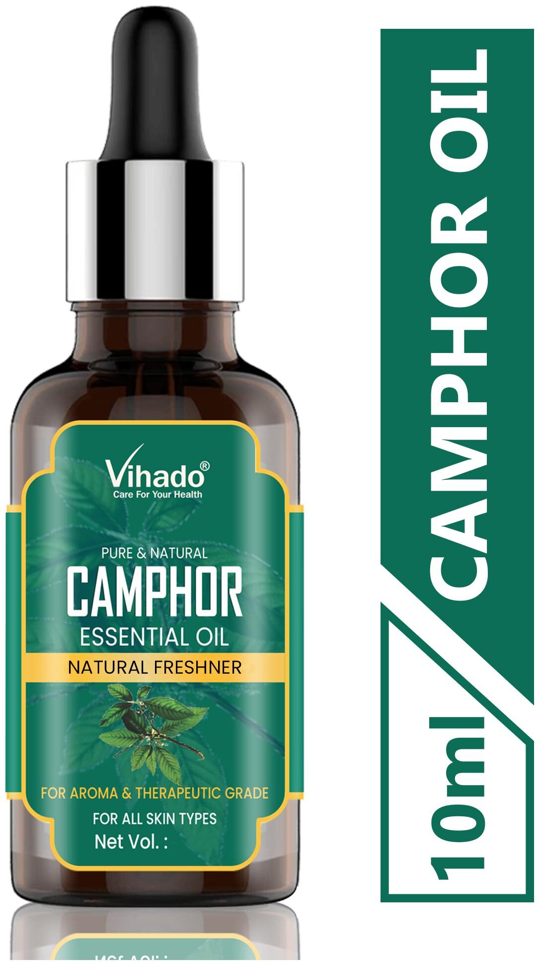 

Vihado Camphor Essential Oil Pure Natural Therapeutic Grade Oil Therapeutic Grade Oil For Skin Care Hair Care 10 ml (Pack of 1)