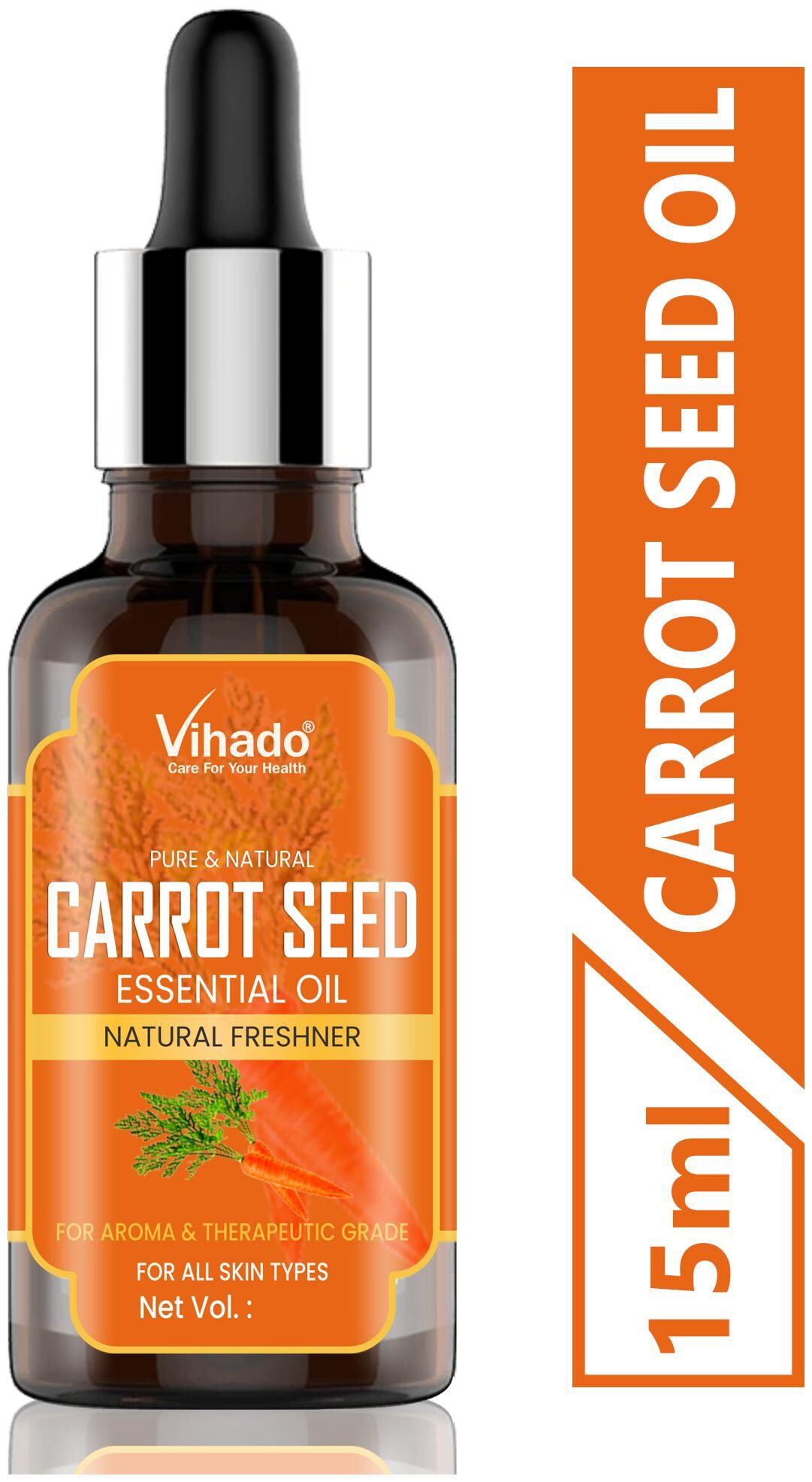 

Vihado Carrot Seed Essential Oil 100 Pure Natural Undiluted For Skin care Hair - 15 ml (Pack of 1)