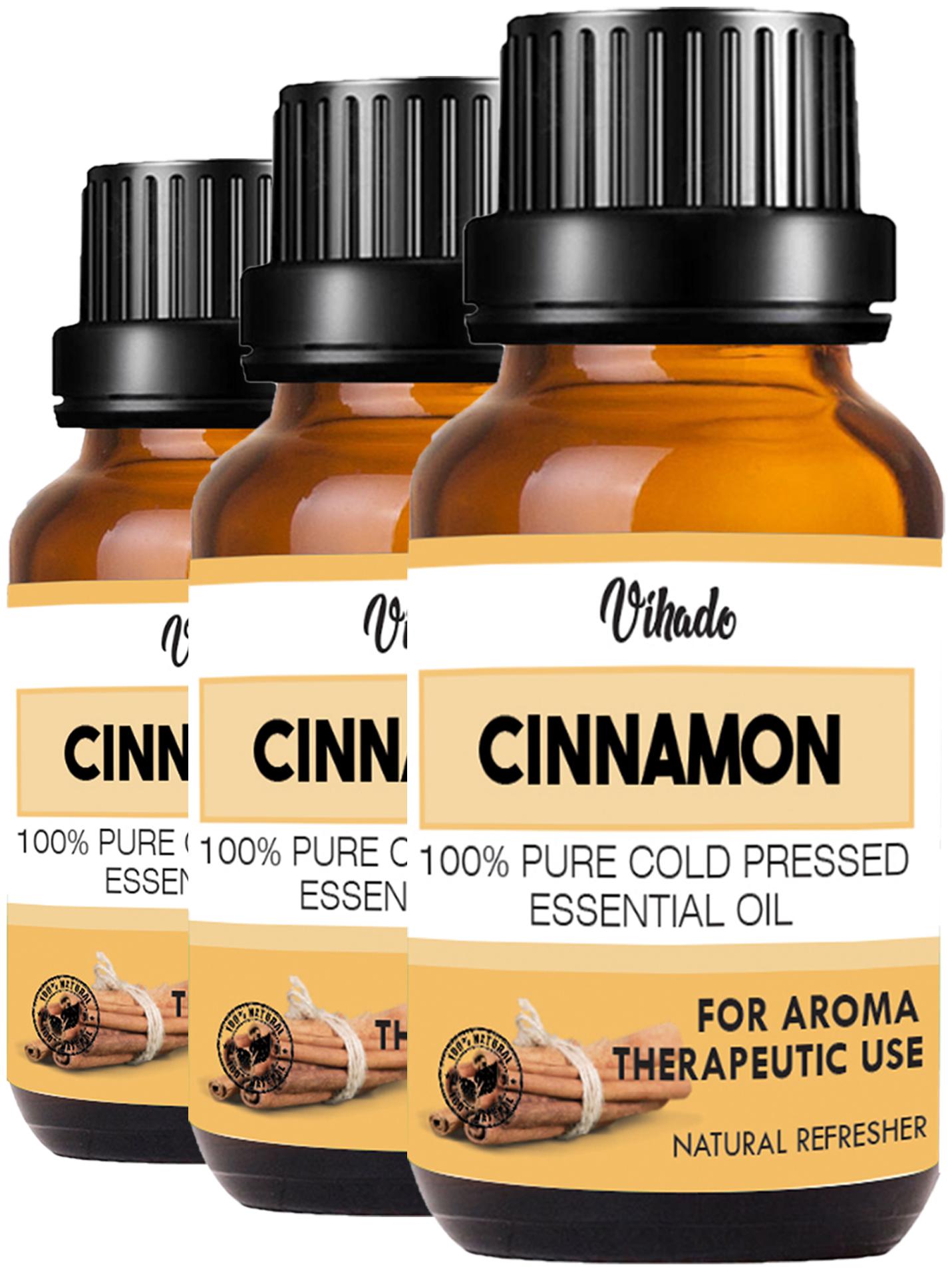 

Vihado Cinnamon Bath Essential Oil Pure Natural Undiluted For Hair Skin Care Face (18 ml) (Pack Of 3)