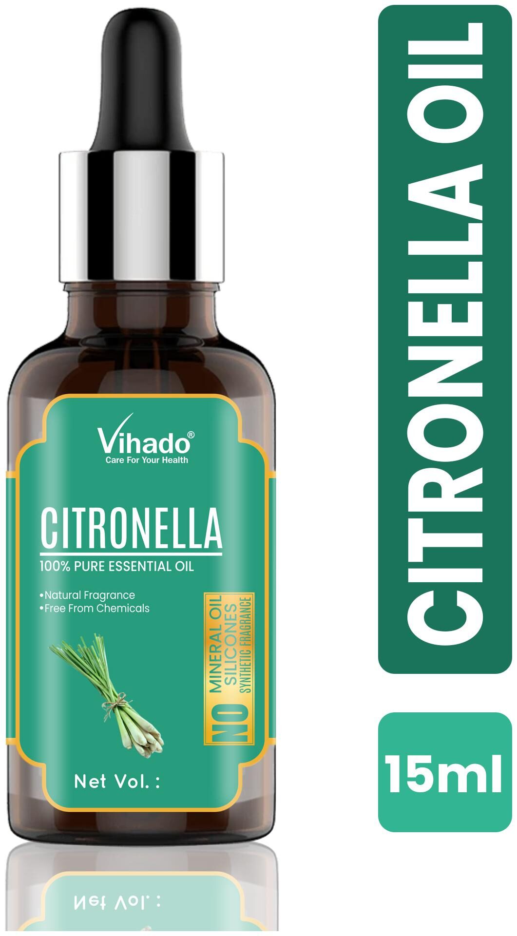 

Vihado Citronella Steam Distilled Essential Oil Pure Aroma Therapeutic Grade 15 ml (Pack of 1)