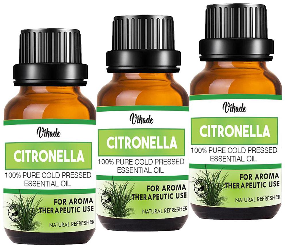 

Vihado Citronella Essential Oil - Pure Natural Aromatherapy Therapeutic Grade Oil For Skin Care Hair Care Hair Oil (20 ml) (Pack of 3)