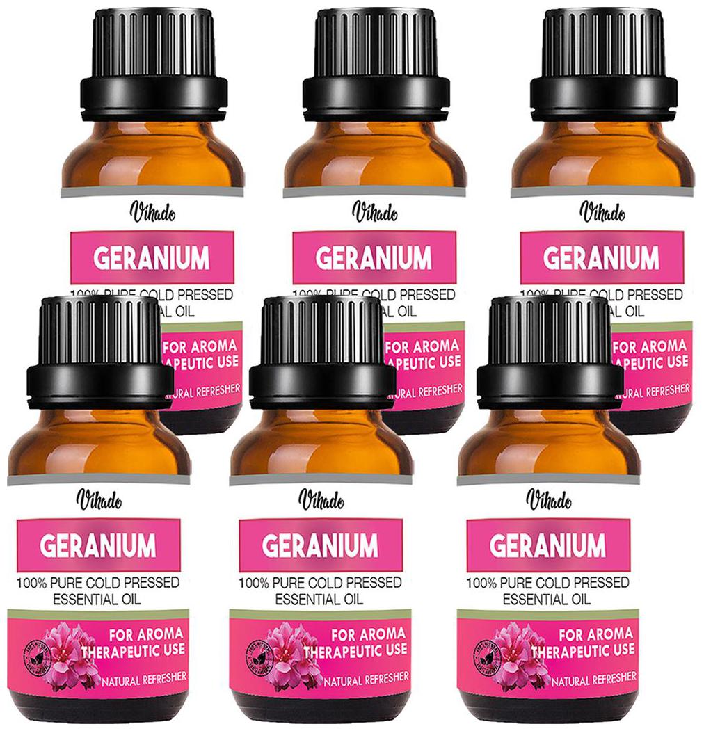 

Vihado Geranium Essential Oil 100 Pure Natural Therapeutic Grade For Aromatherapy Skin Acne Hair Growth (10 ml) (Pack of 6)