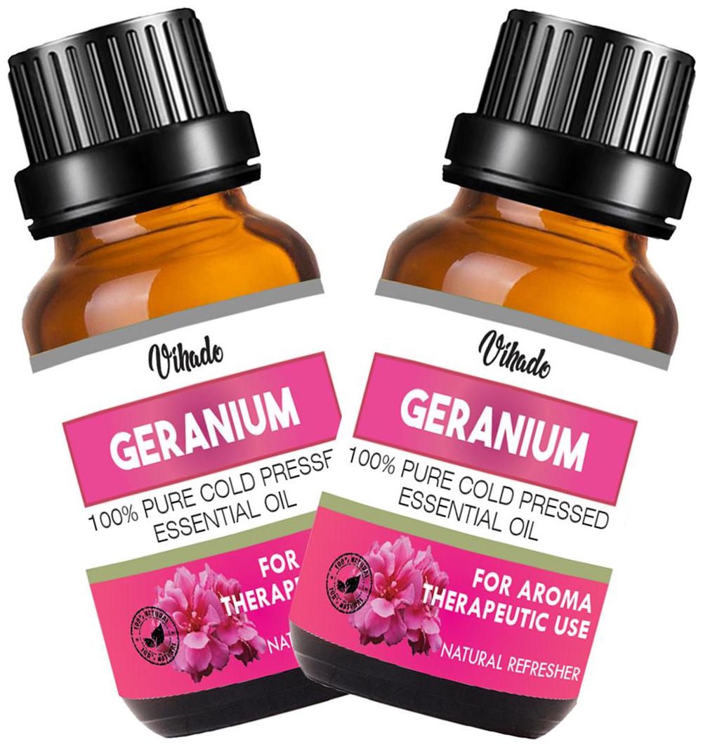 

Vihado Geranium Essential Oil 100 Pure Natural Therapeutic Grade For Aromatherapy Skin Acne Hair Growth (15 ml) (Pack of 2)