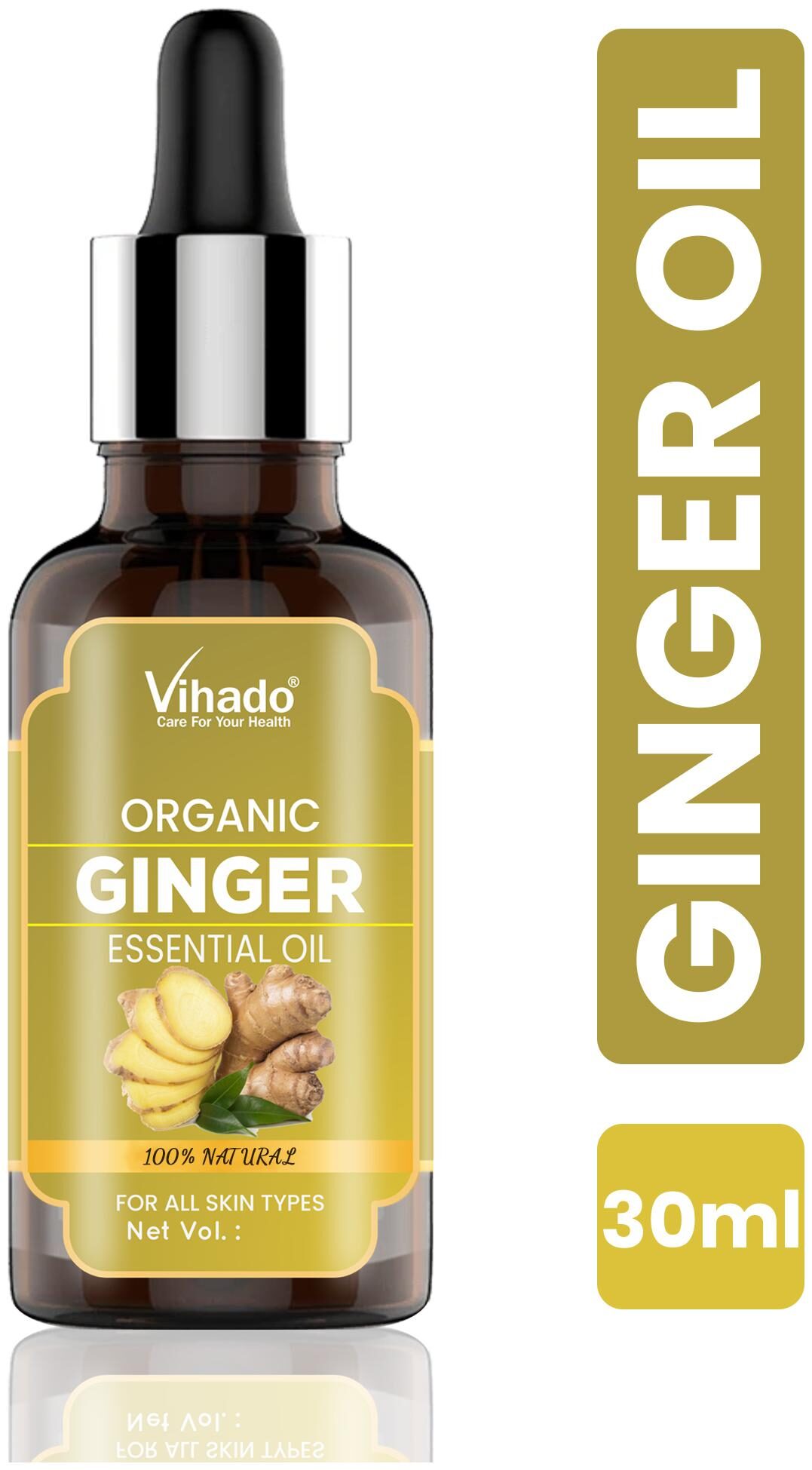 

Vihado Ginger Essential Oil 100 Pure Natural Undiluted For Skin Care Hair - 30 ml (Pack of 1)