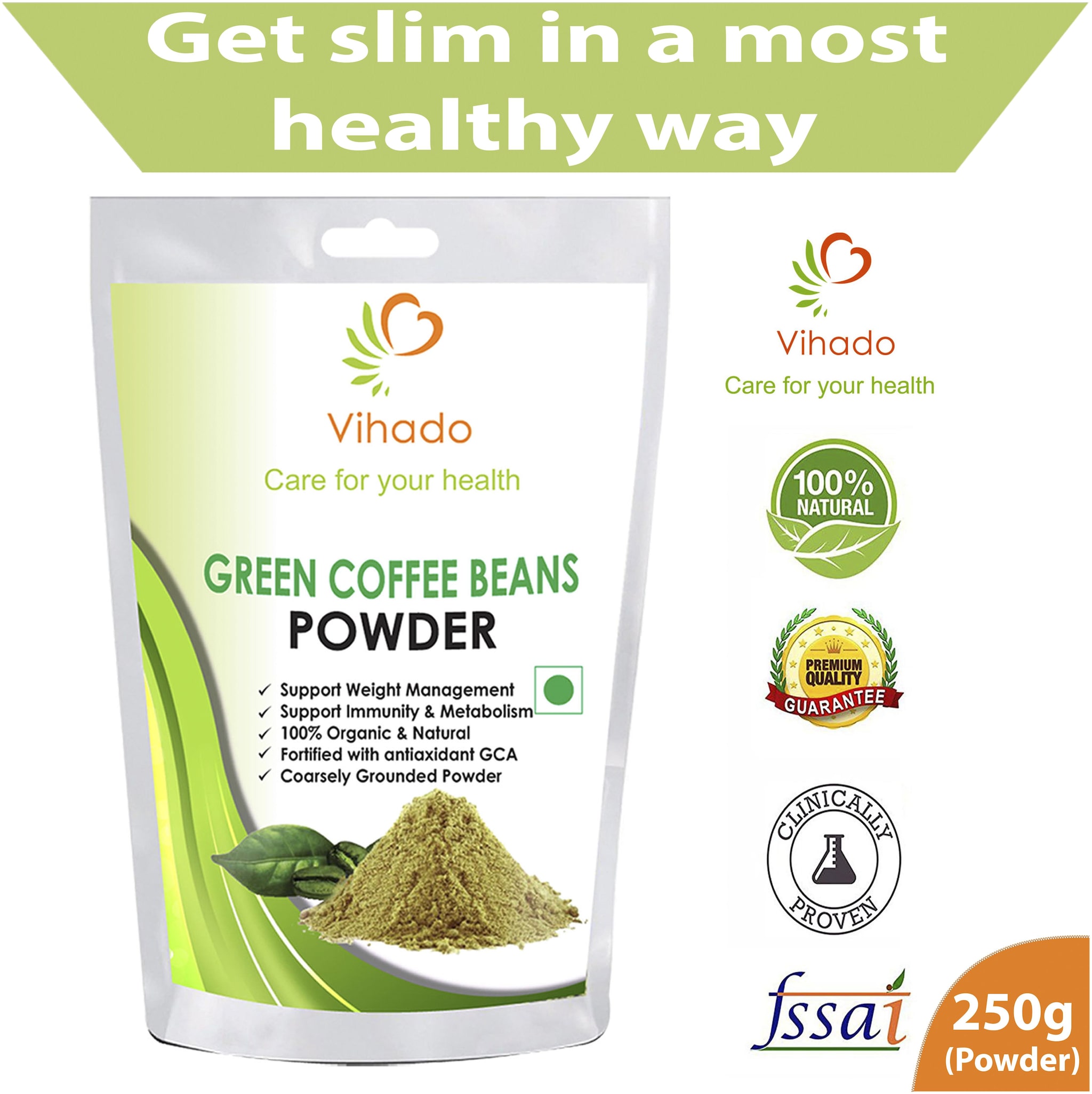 

Vihado green coffee beans powder for weight loss management 250 g