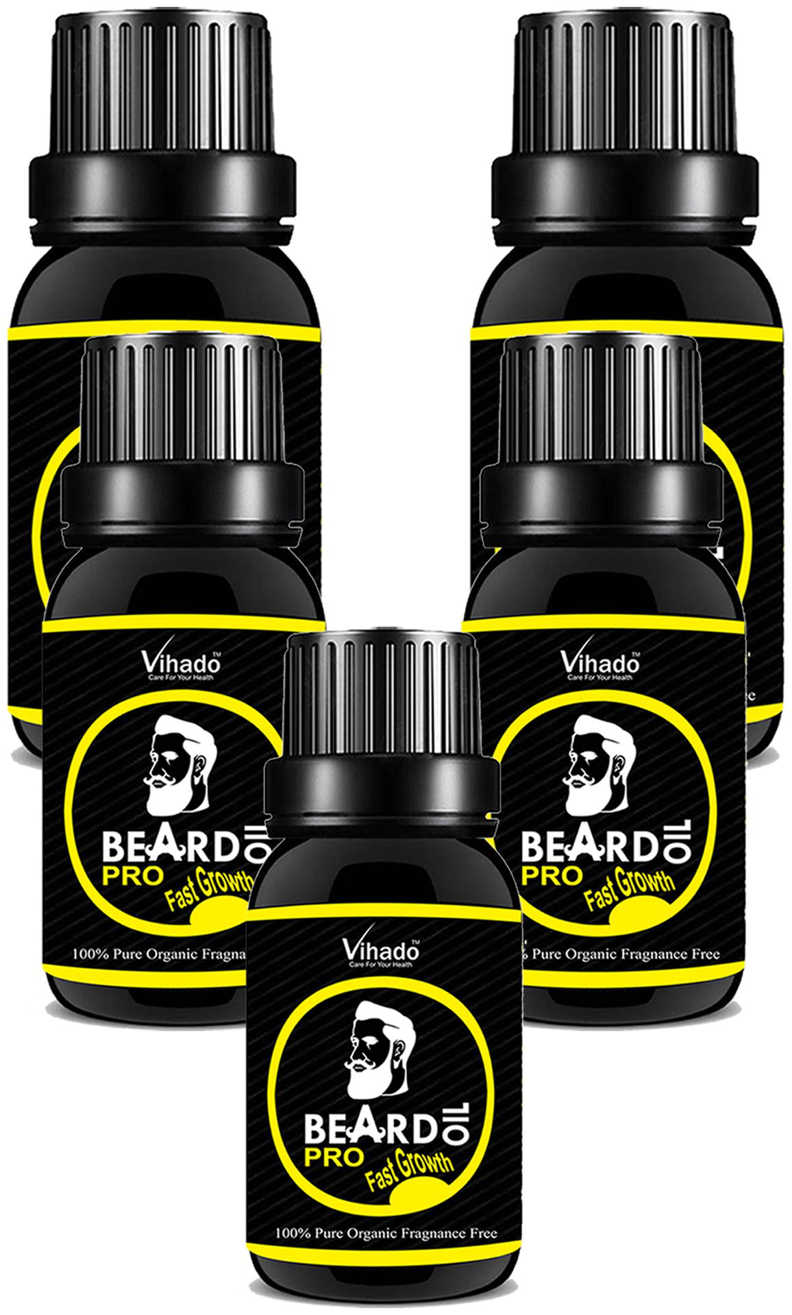 

Vihado Organic Moustache and Beard Oil Hair Oil PRO Faster Growth (25 ml) (Pack of 5)