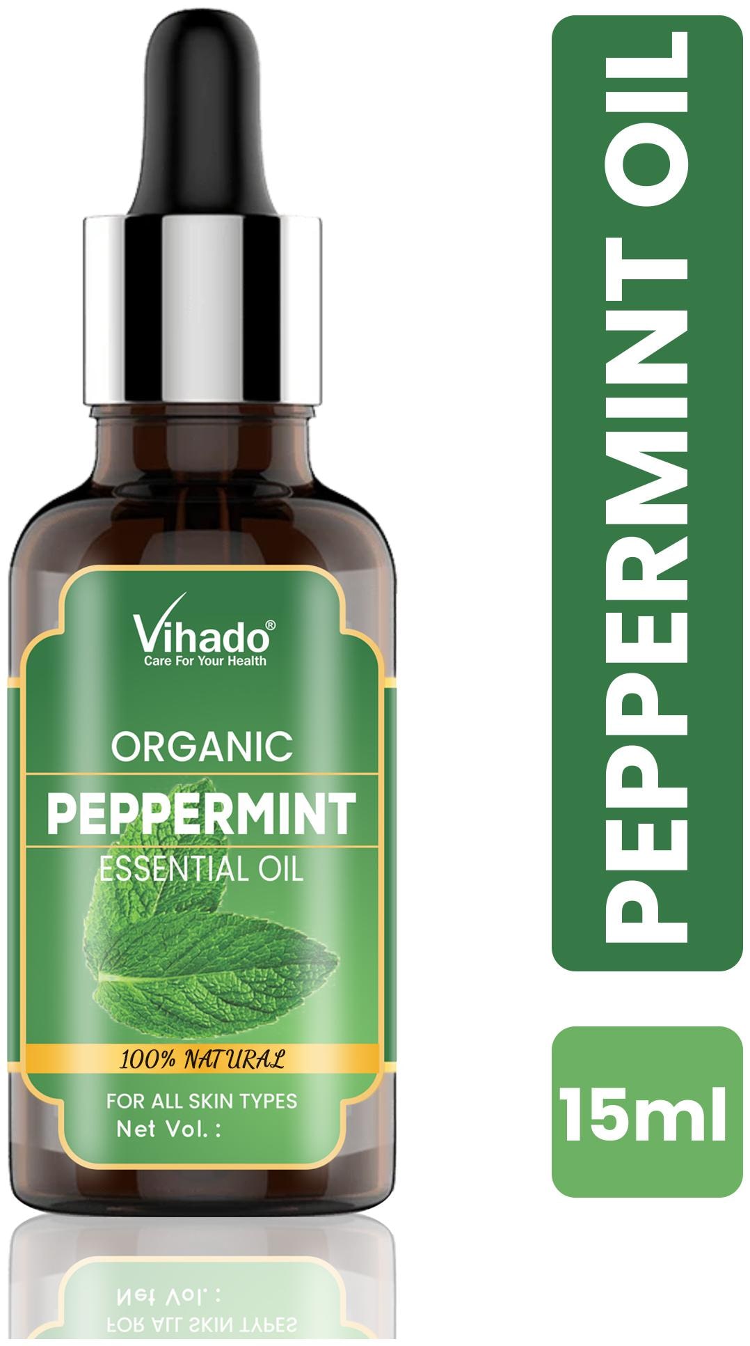 

Vihado Peppermint Essential Oil 100 Natural Pure for Hair Skin Face Cold Congestion Diffuser 15 ml (Pack of 1)