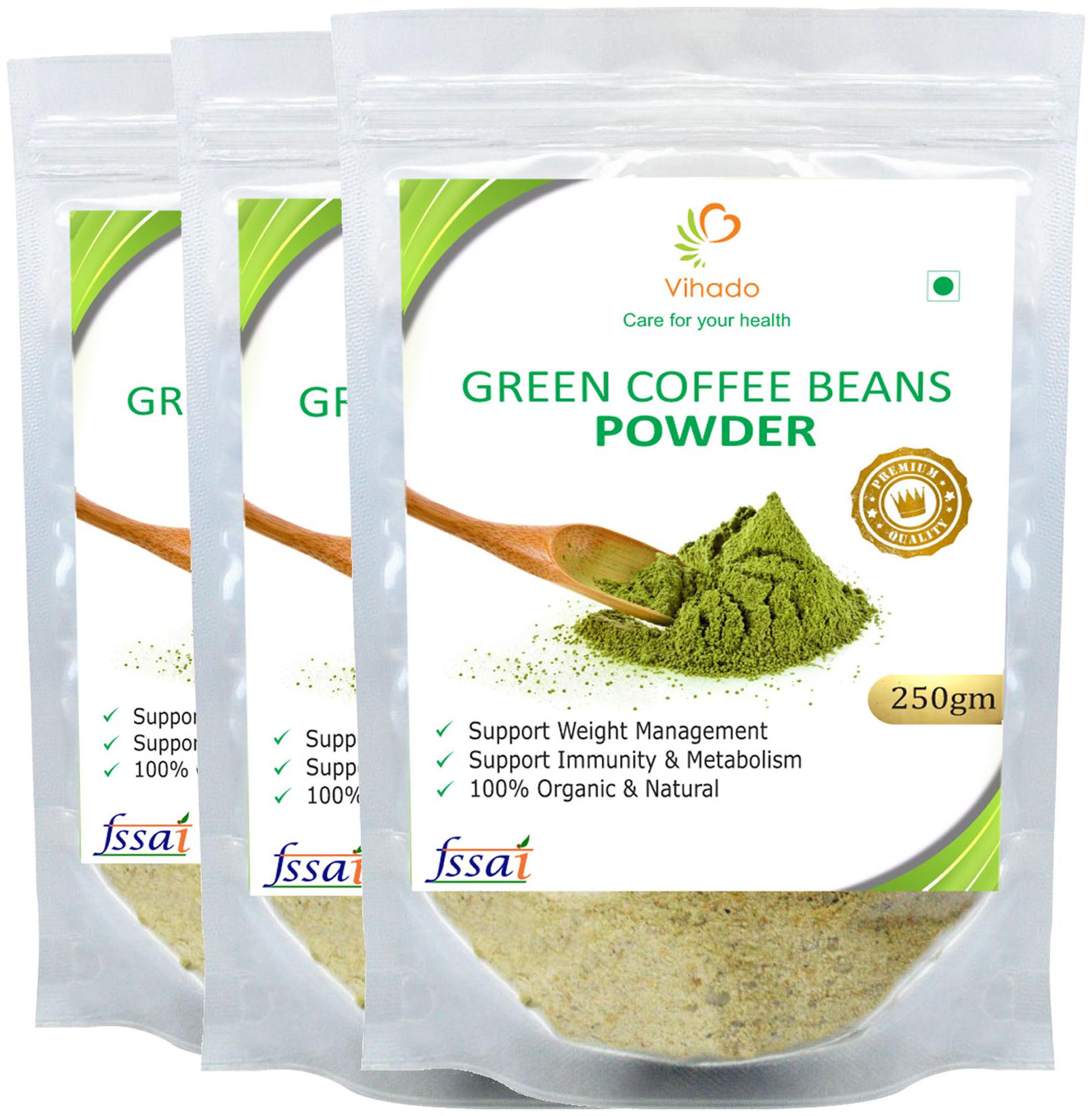 

Vihado Premium Quality Green Coffee Beans Powder Natural Pure Organic and Effective for Weight Loss (3 Pack of 250g)