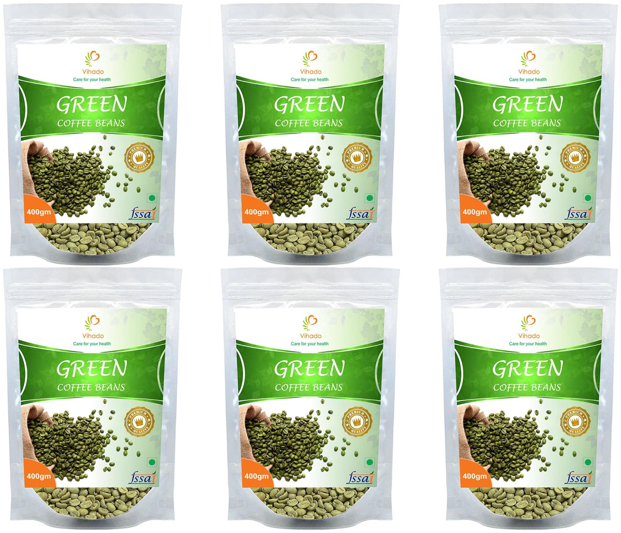 

Vihado Premium Quality Green Coffee Beans Natural Pure Organic And Effective For Weight Loss (6 Pack of 400 g)