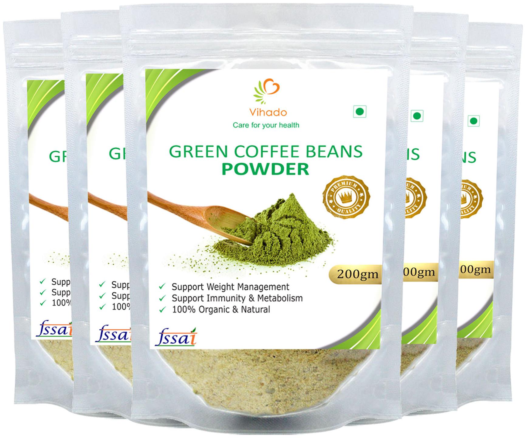 

Vihado Premium Quality Green Coffee Beans Powder Natural Pure Organic and Effective for Weight Loss (5 Pack of 200g)