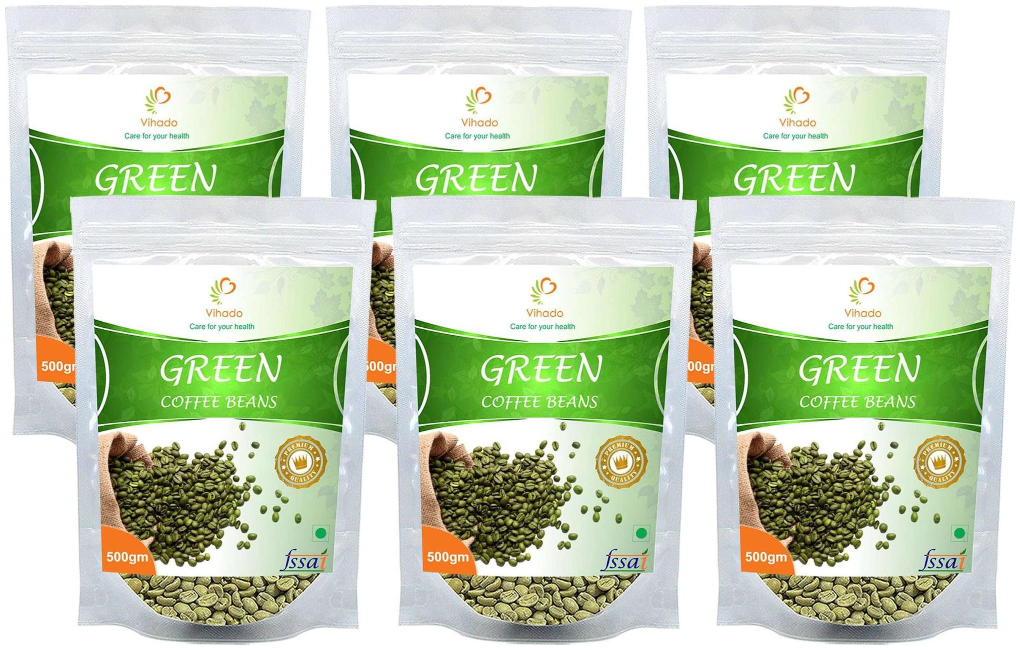 

Vihado Premium Quality Green Coffee Beans Natural Pure Organic And Effective For Weight Loss (6 Pack of 500 g)
