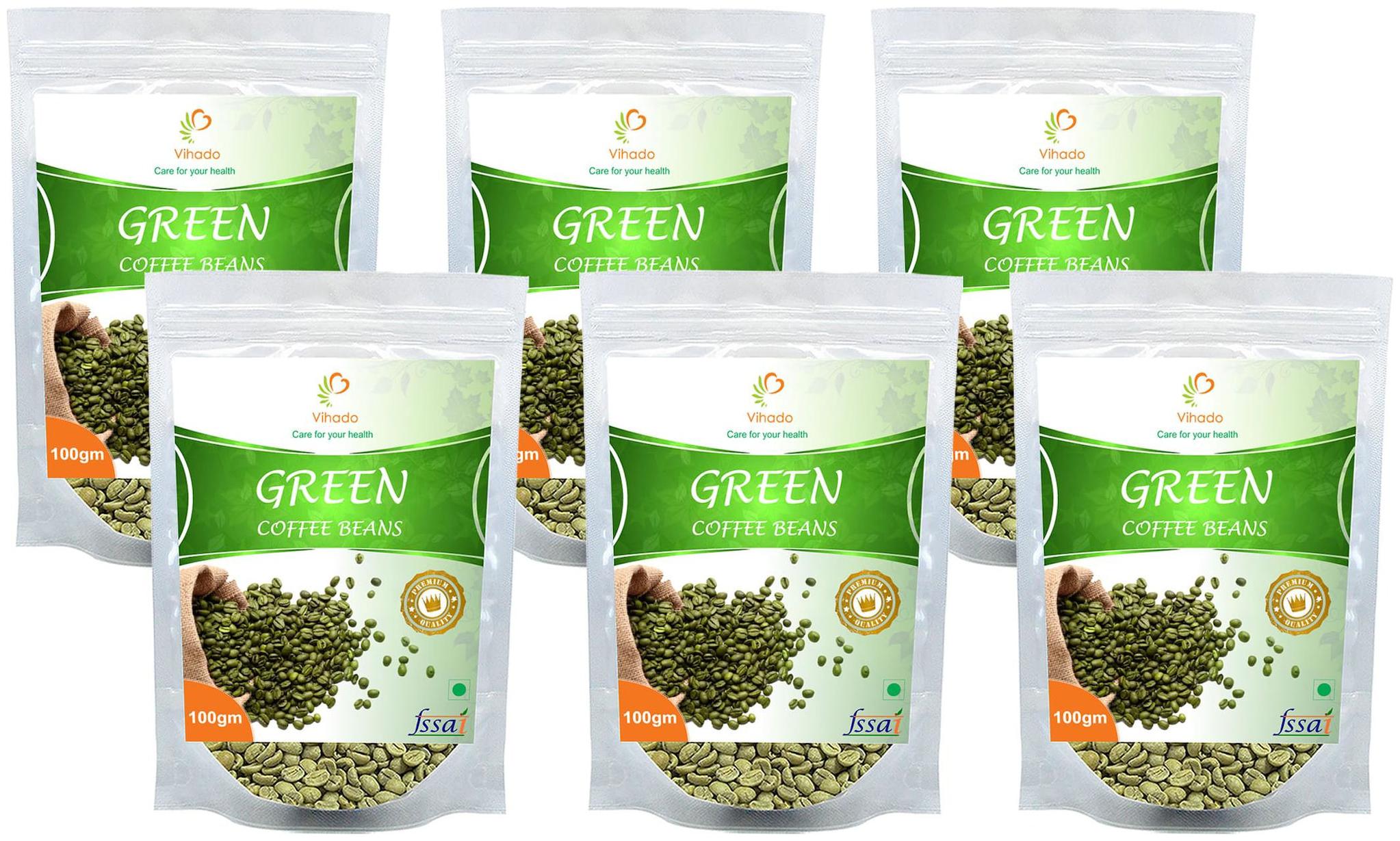 

Vihado Premium Quality Green Coffee Beans Natural Pure Organic And Effective For Weight Loss (6 Pack of 100 g)