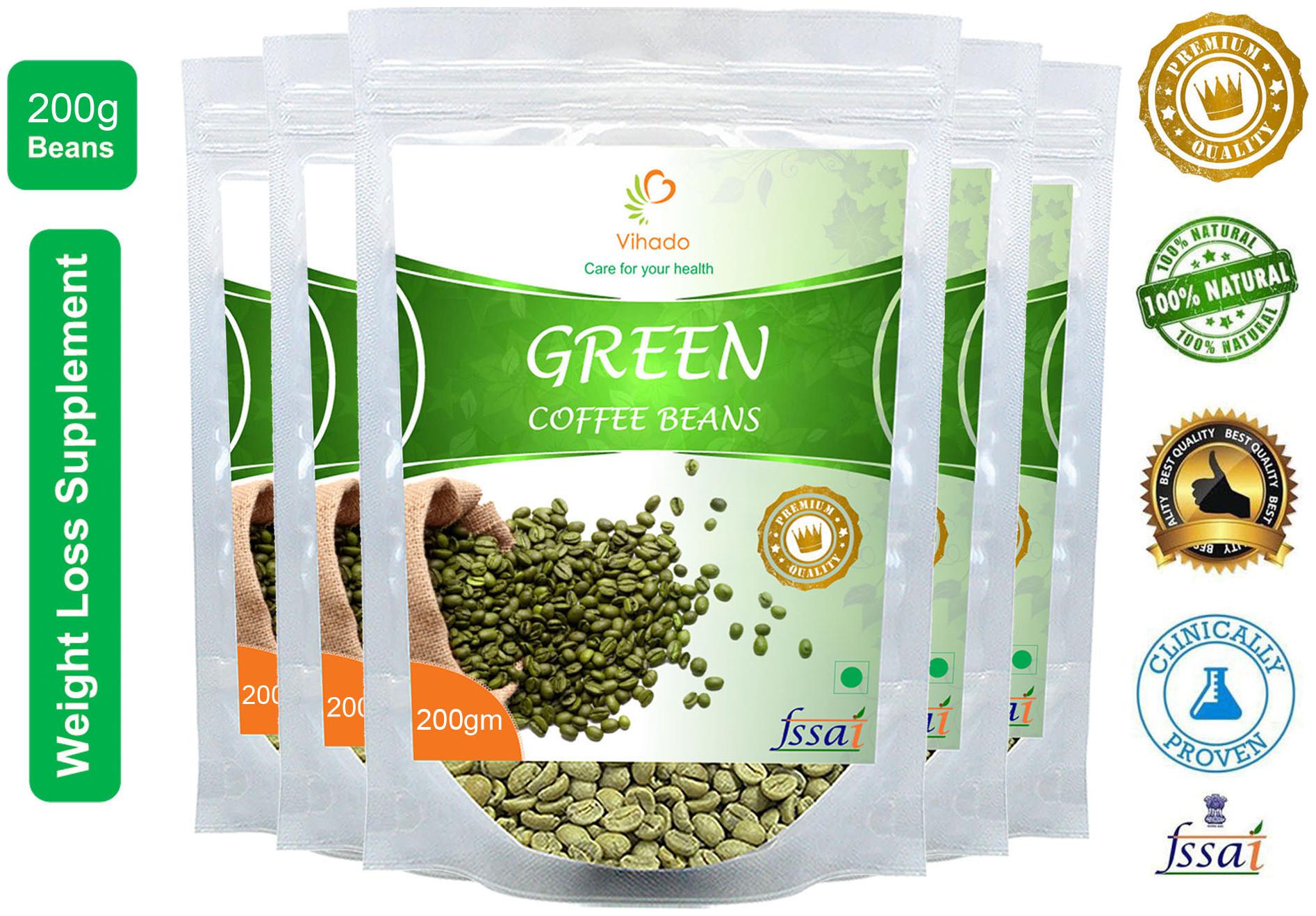 

Vihado Premium Quality Organic Green Coffee Beans(5 Pack of 200g) For Natural Weight Loss