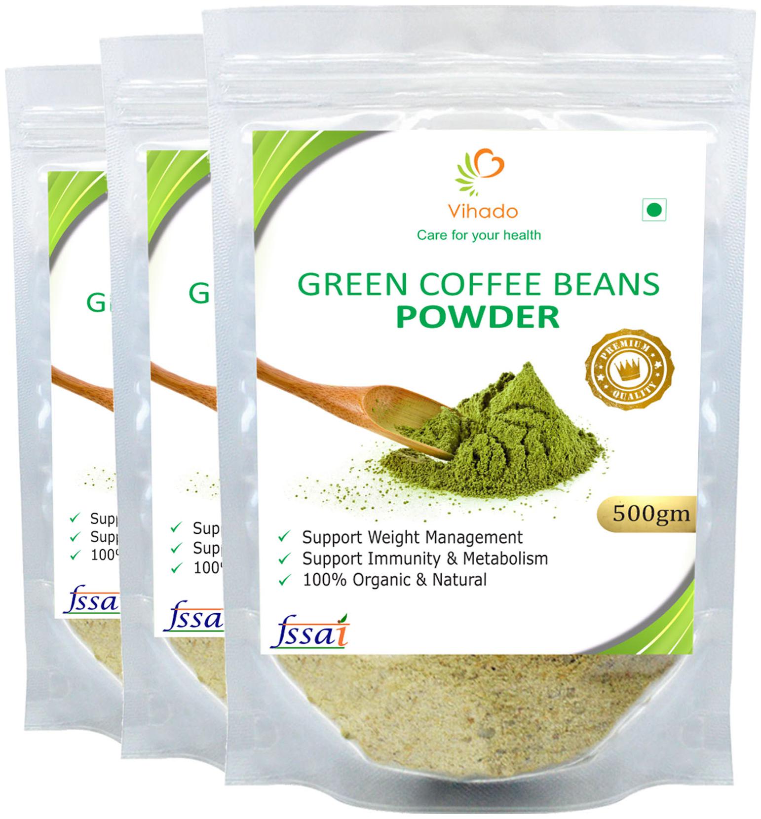 

Vihado Premium Quality Green Coffee Beans Powder Natural Pure Organic and Effective for Weight Loss (3 Pack of 500g)