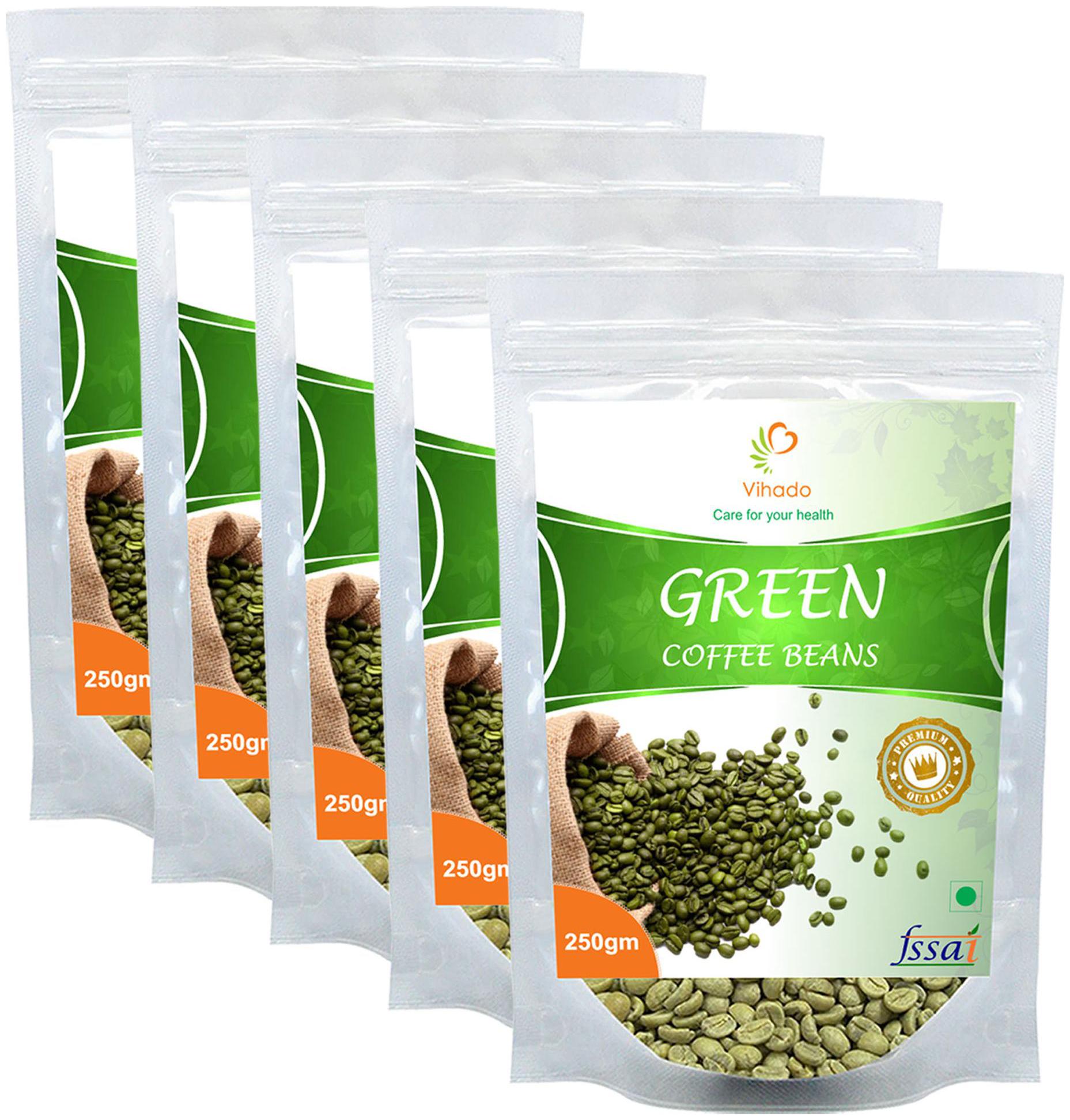 

Vihado Premium Quality Green Coffee Beans Natural Pure Organic And Effective For Weight Loss (5 Pack of 250 g)