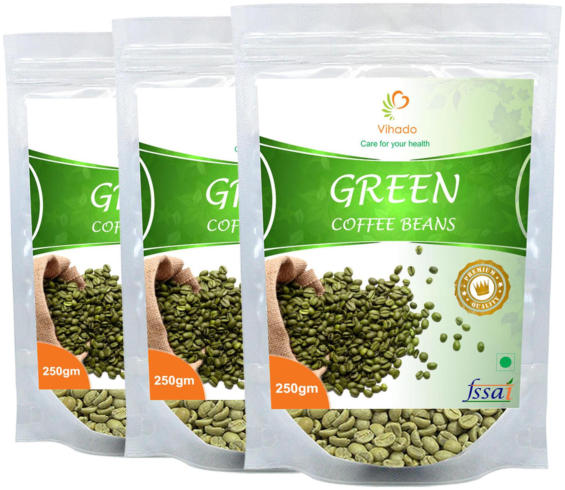 

Vihado Premium Quality Green Coffee Beans Natural Pure Organic And Effective For Weight Loss (3 Pack of 250 g)