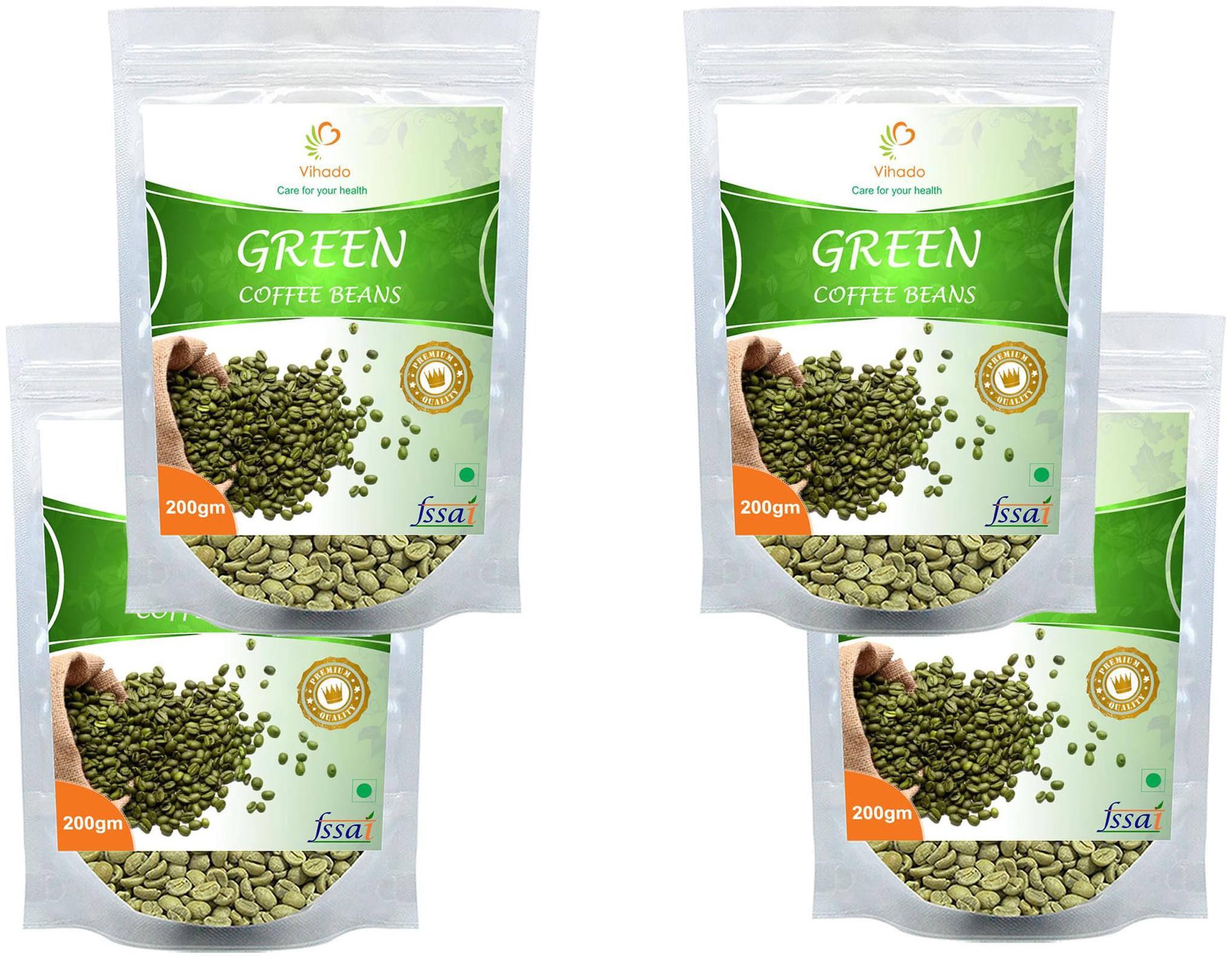 

Vihado Premium Quality Green Coffee Beans Natural Pure Organic And Effective For Weight Loss (4 Pack of 200 g)