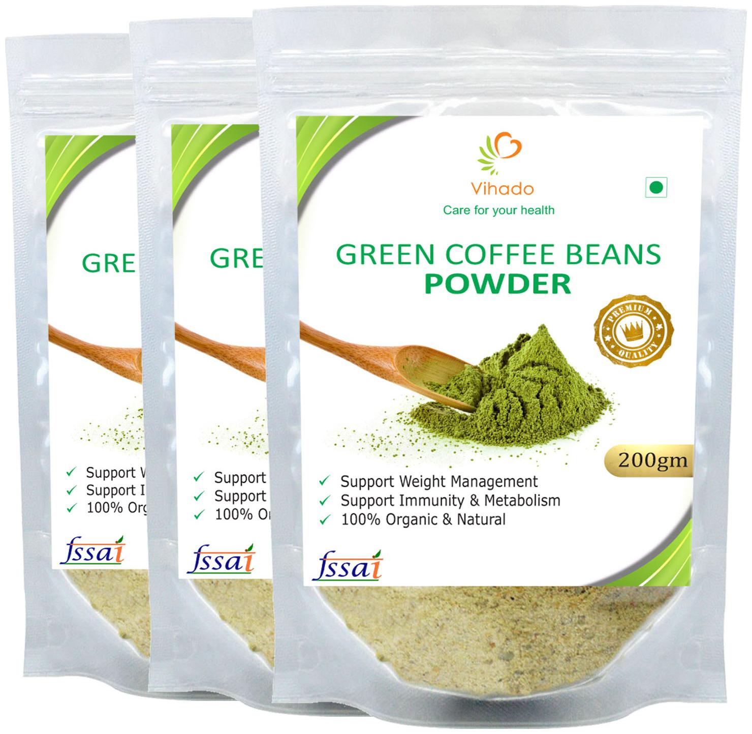 

Vihado Premium Quality Green Coffee Beans Powder Natural Pure Organic and Effective for Weight Loss (3 Pack of 200g)