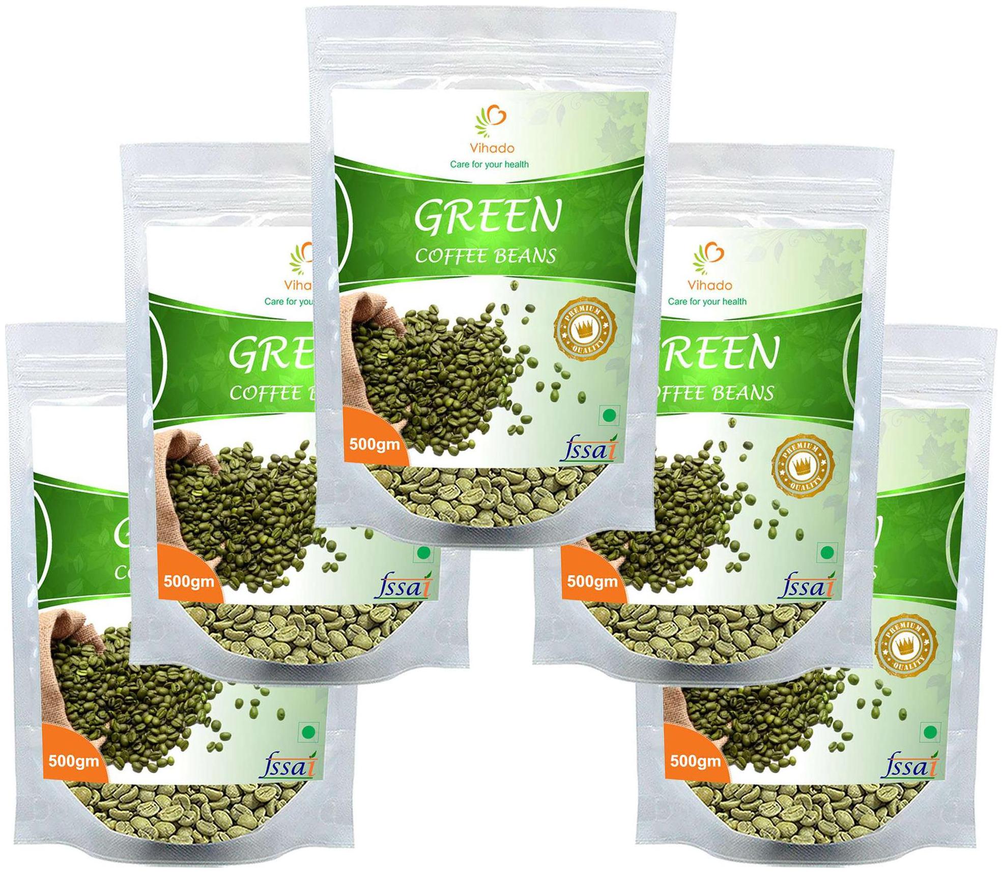 

Vihado Premium Quality Green Coffee Beans Natural Pure Organic And Effective For Weight Loss (5 Pack of 500 g)