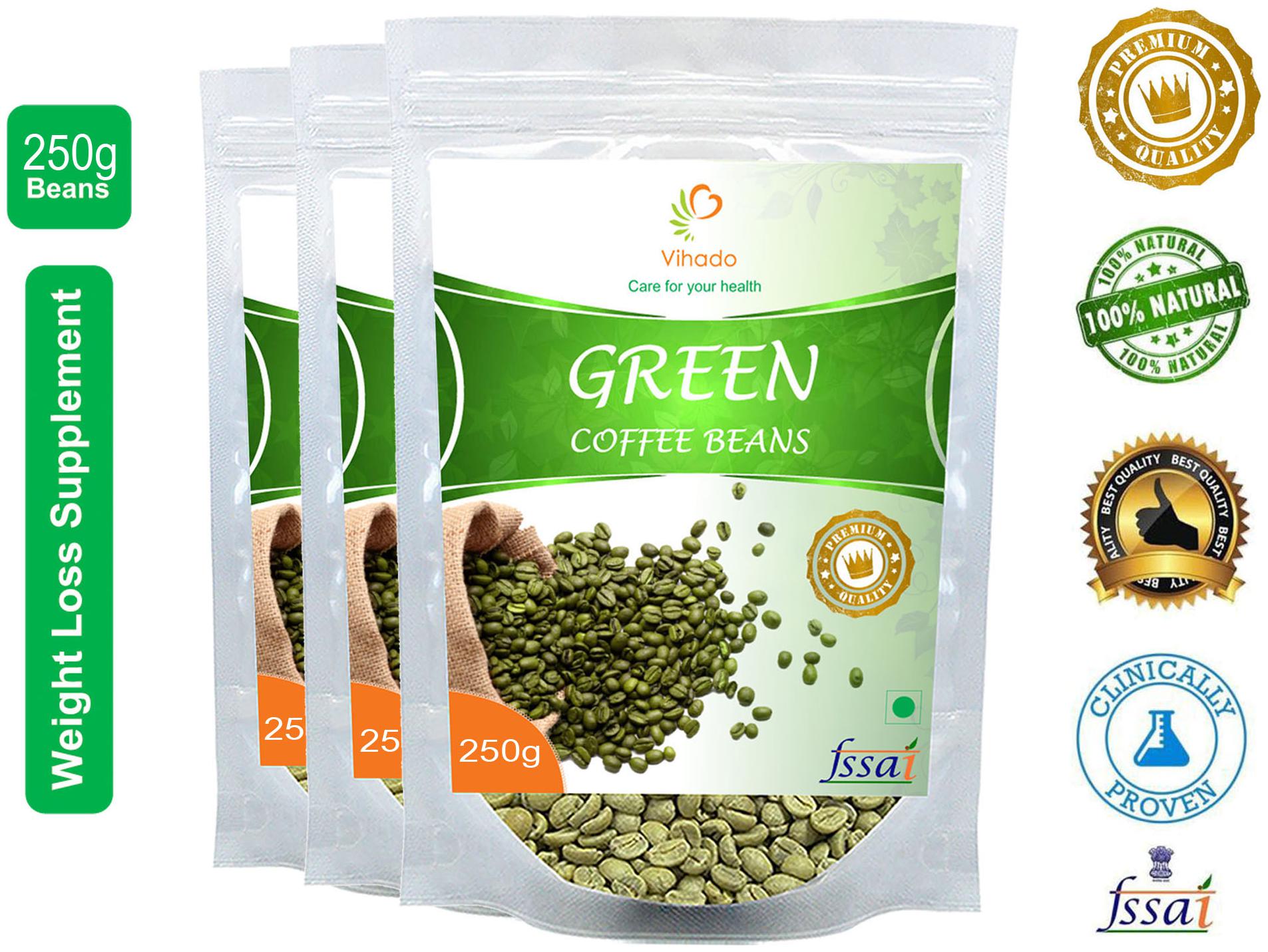 

Vihado Premium Quality Organic Green Coffee Beans(3 Pack of 250g) For Natural Weight Loss