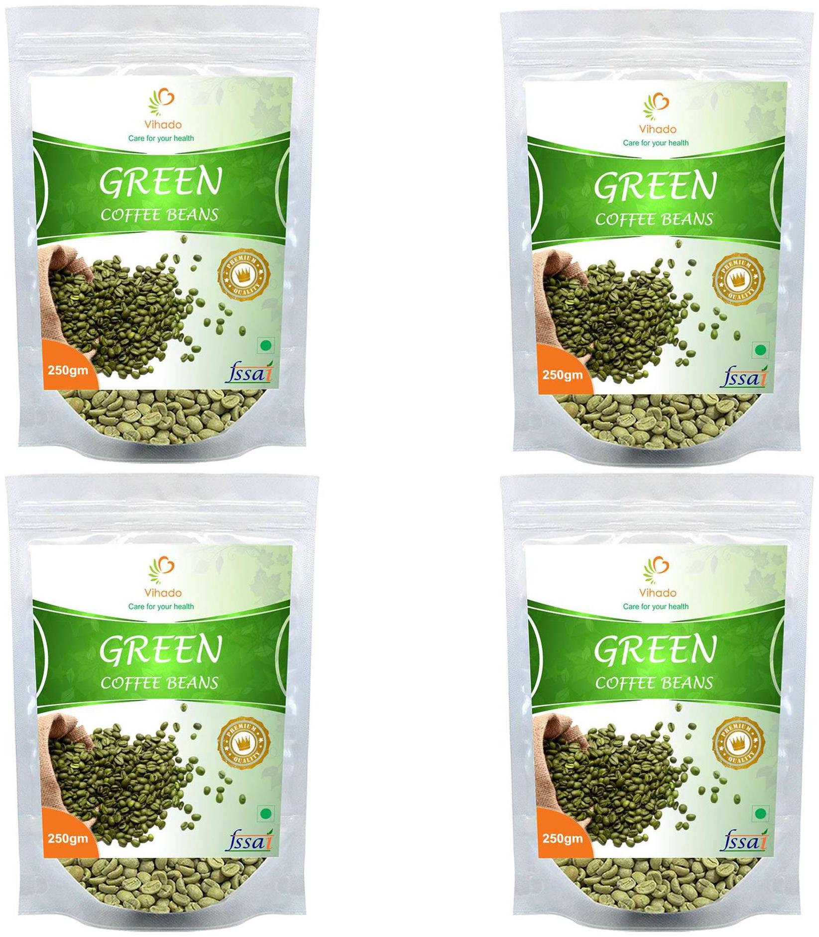 

Vihado Premium Quality Green Coffee Beans Natural Pure Organic And Effective For Weight Loss (4 Pack of 250 g)