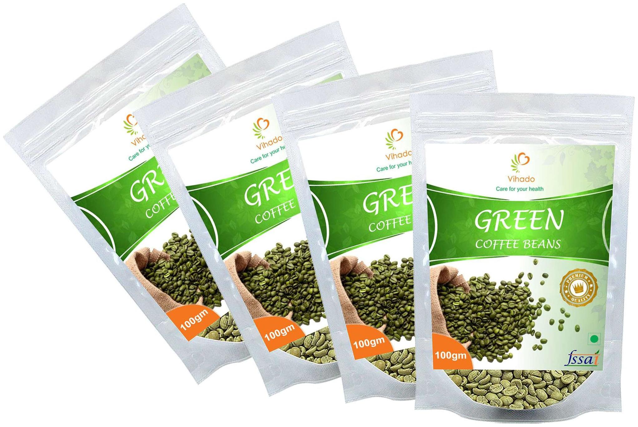 

Vihado Premium Quality Green Coffee Beans Natural Pure Organic And Effective For Weight Loss (4 Pack of 100 g)