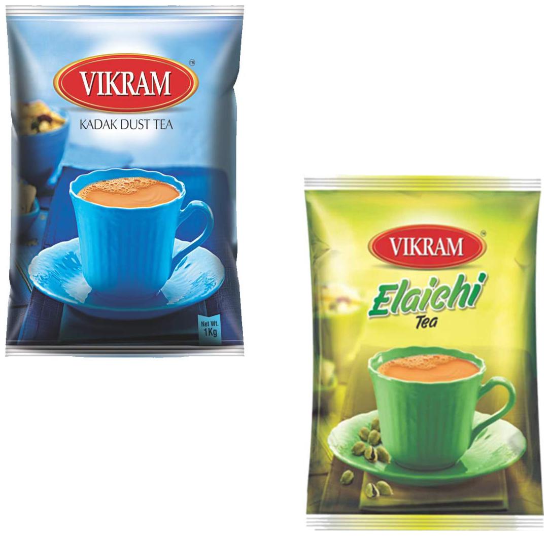 

Vikram Healthy Combo of Vikram Kadak Dust Tea 1 kg Vikram Elaichi Dust Tea 250 g Pack of 2