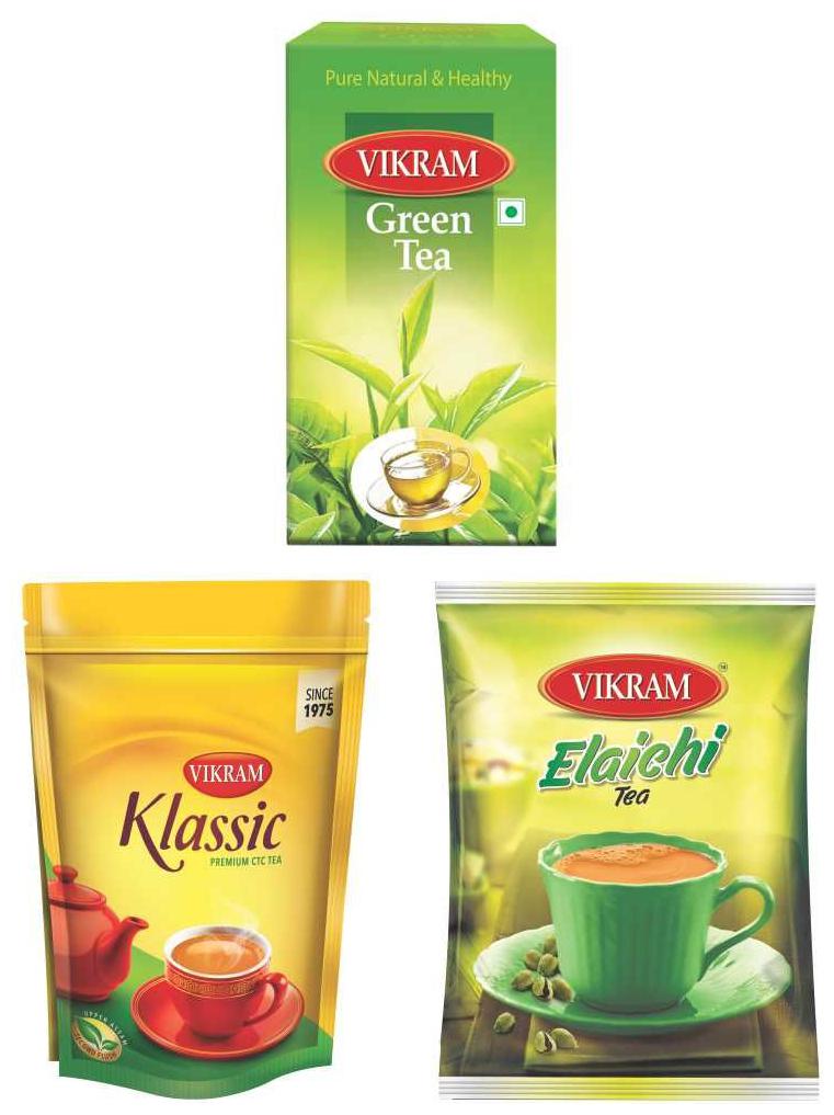 

Vikram (Klassic 1Kg Elaichi Dust Tea 250g Green Tea 100g) Combo (Pack of 3)