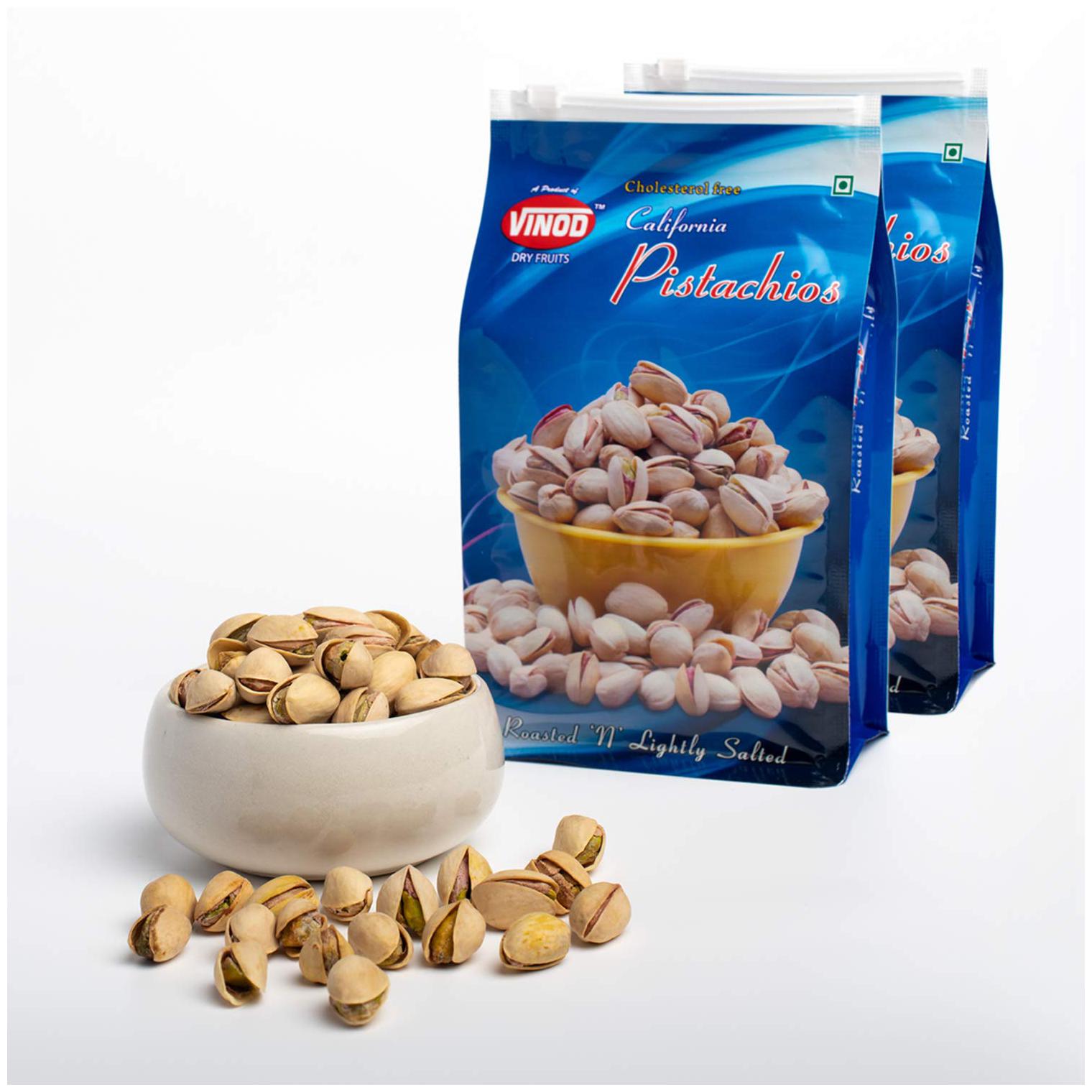 

Vinod California Roasted Lightly Salted Pistachios 250 g (Pack of 2)