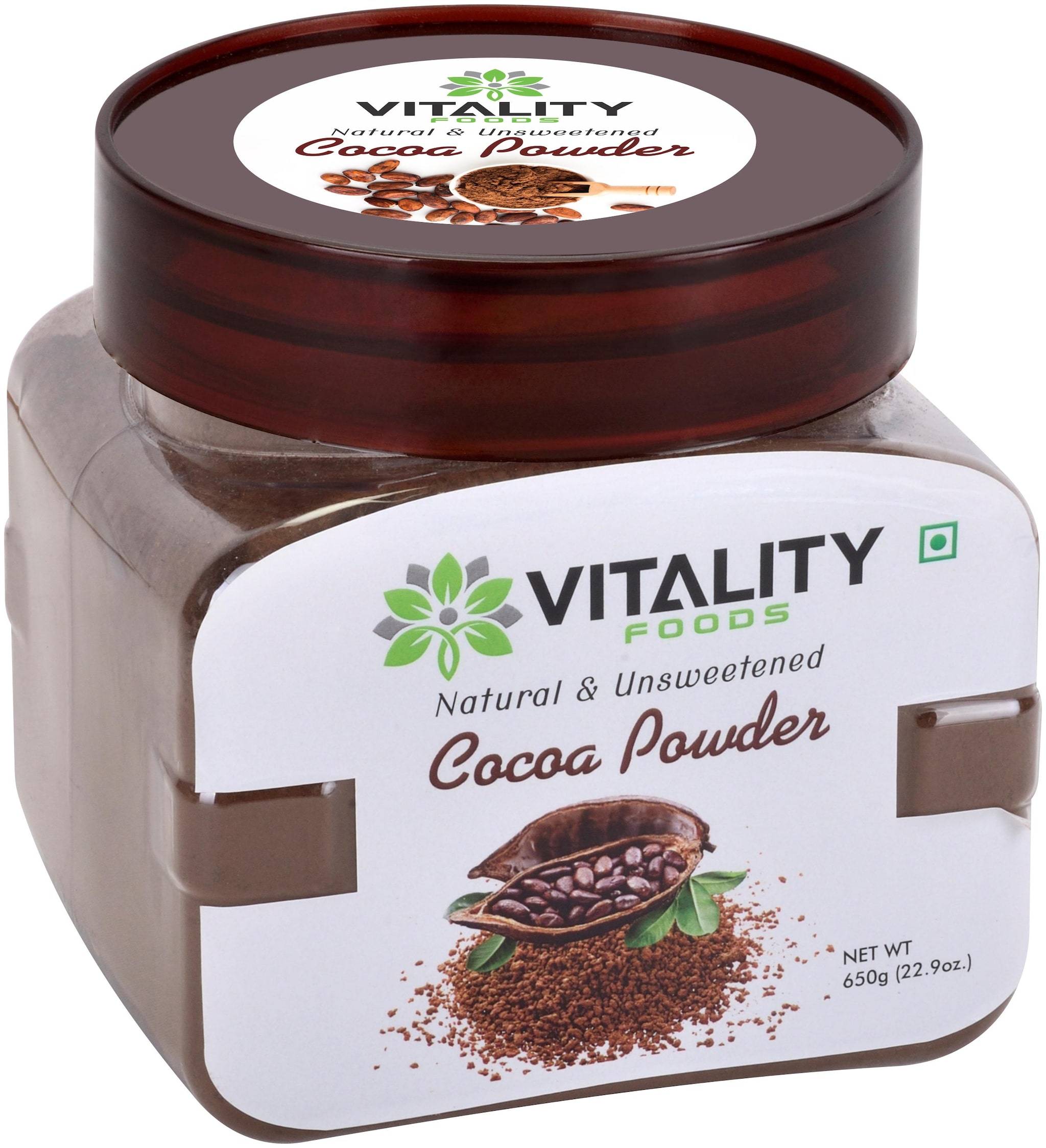

Vitality Foods Premium Quality Unsweetened Cocoa Powder 650g (Pack Of 1)