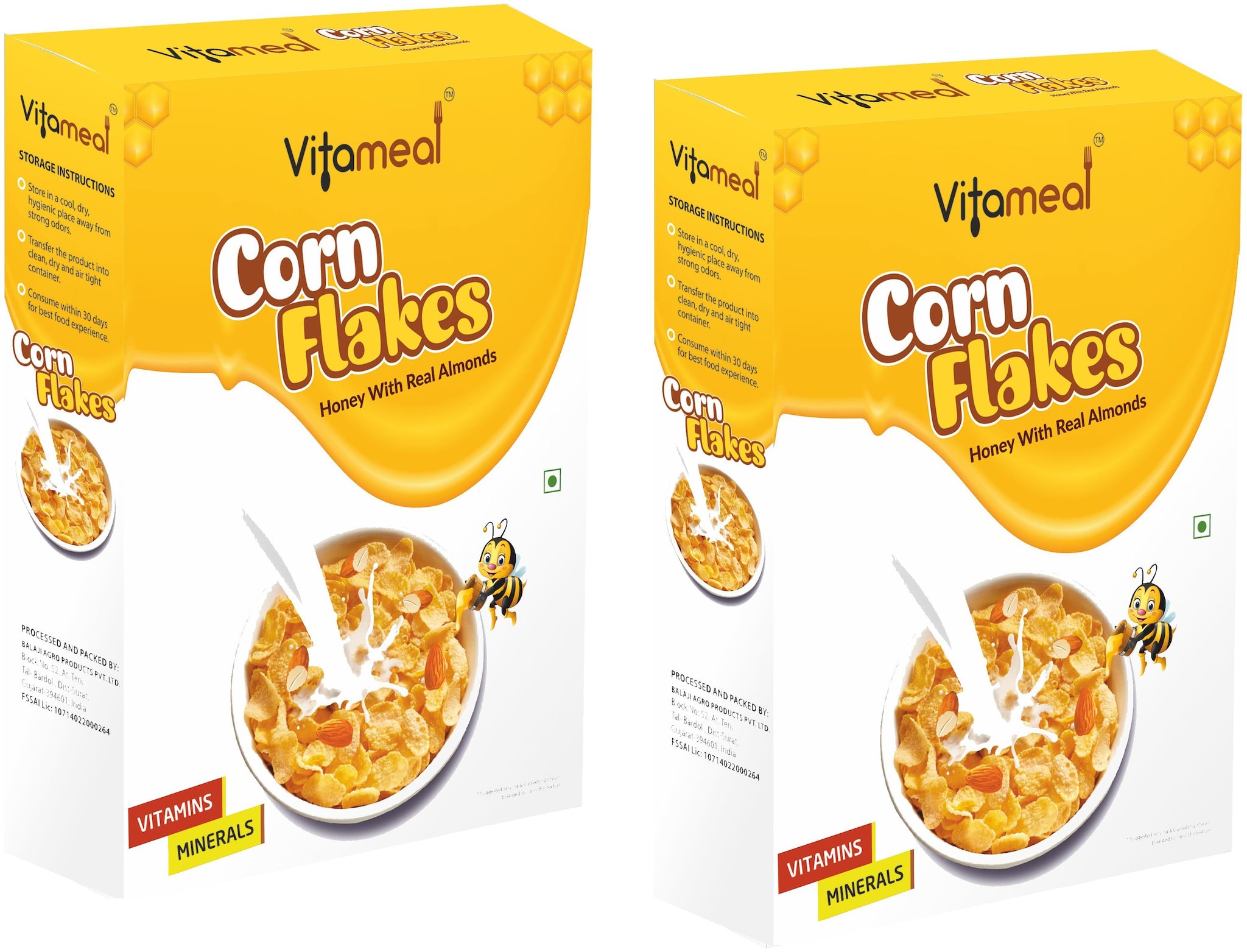 

VitaMeal Corn Flakes Honey with Real Almonds 400 g (Pack of 2)